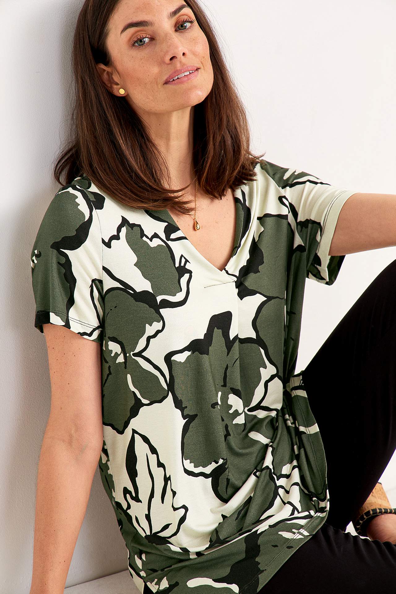 Jersey tuniek met een v-hals