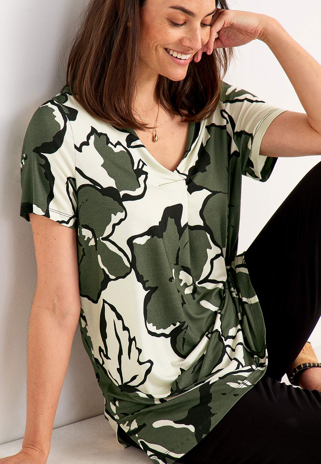 Jersey tuniek met een v-hals