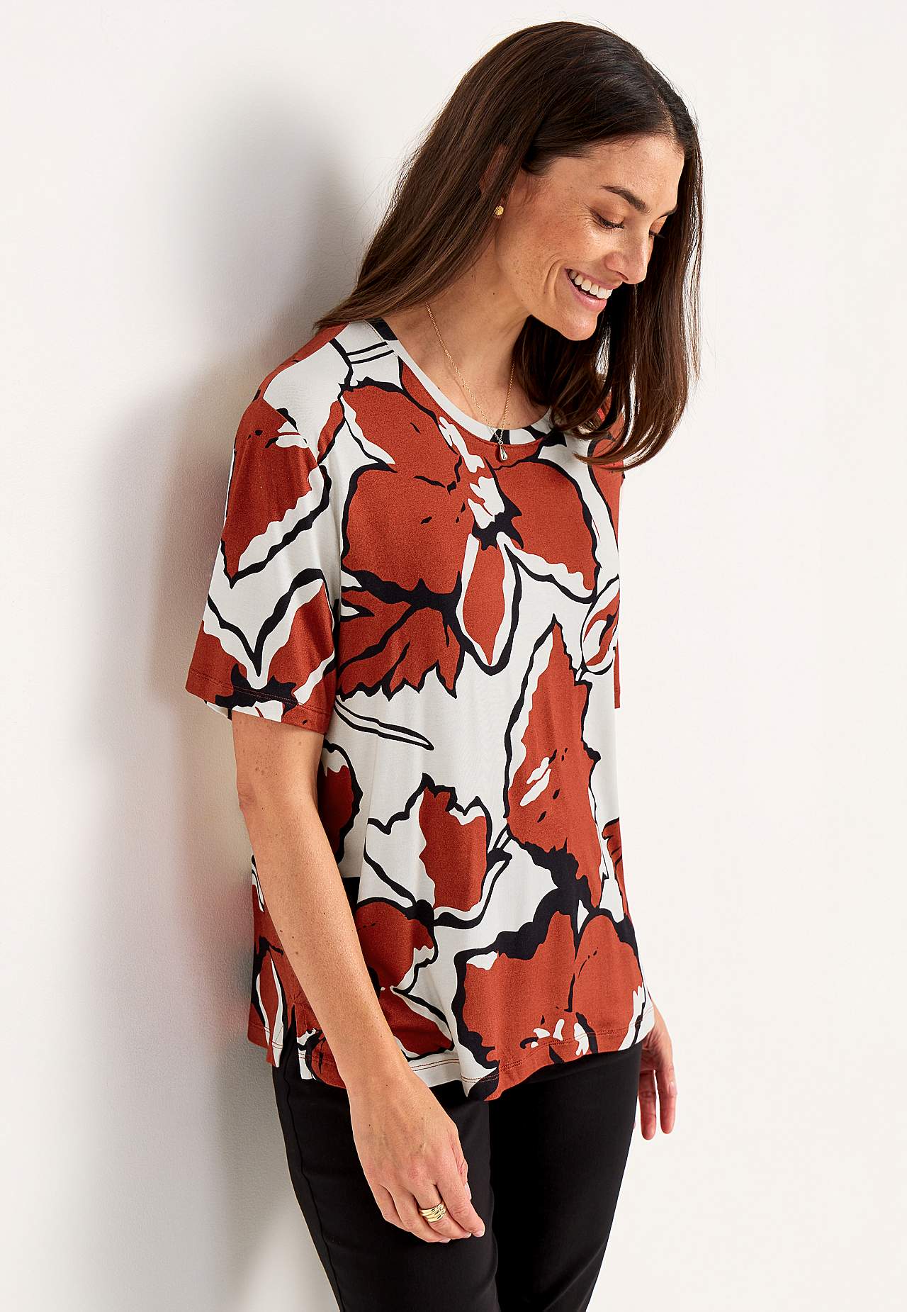 Jersey-topje met ronde hals