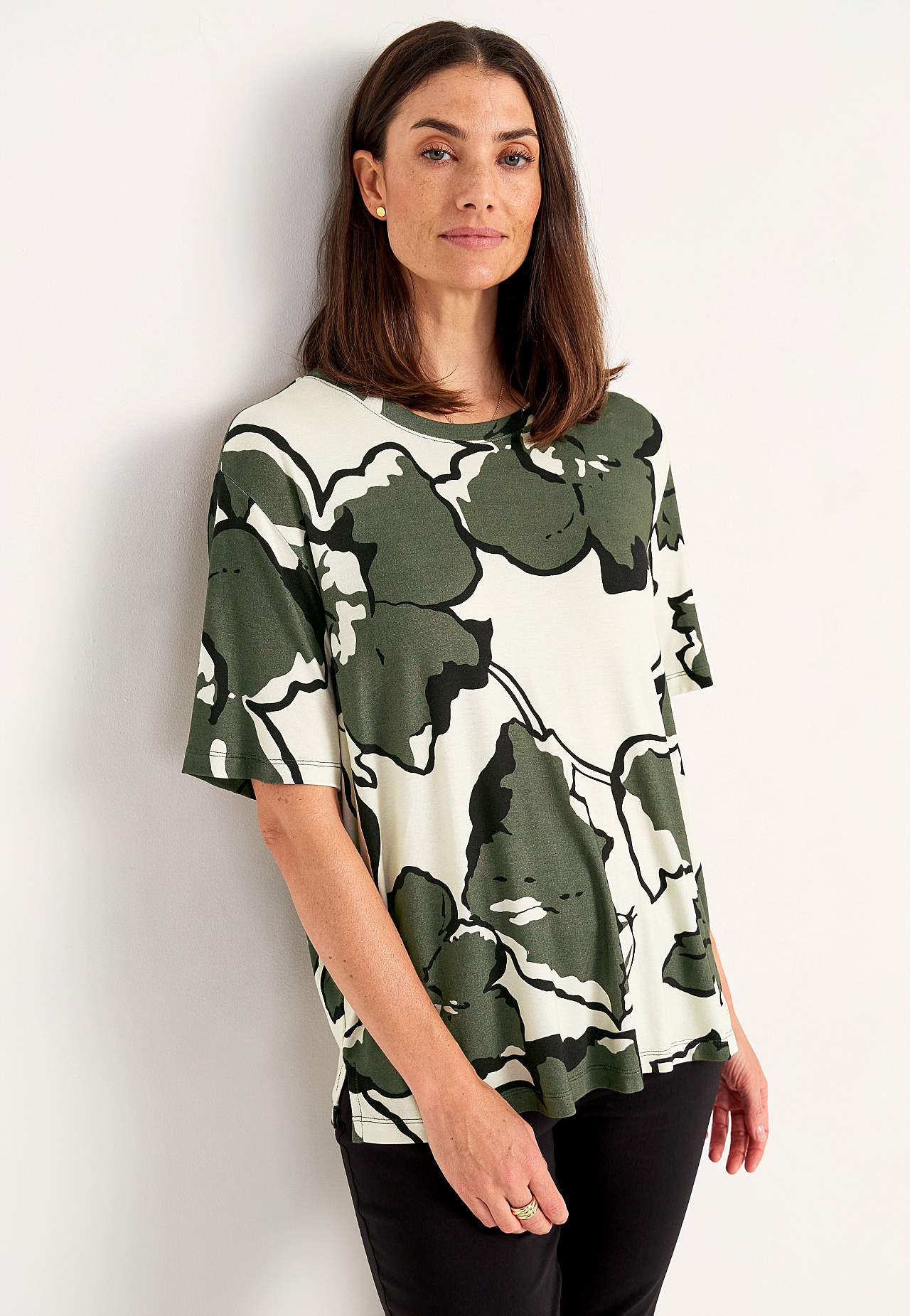 Jersey-topje met ronde hals