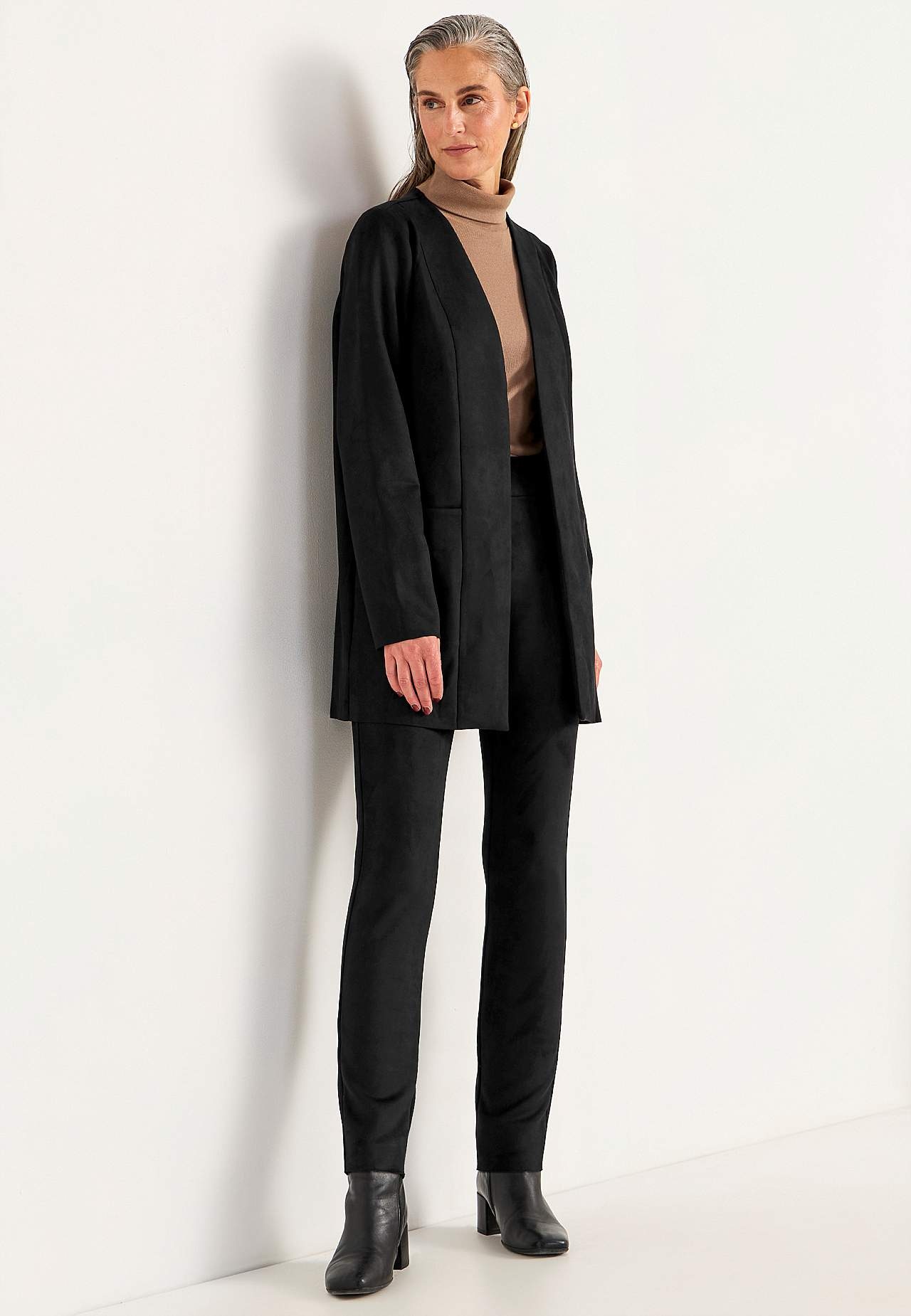 Tricotjack met suède-look