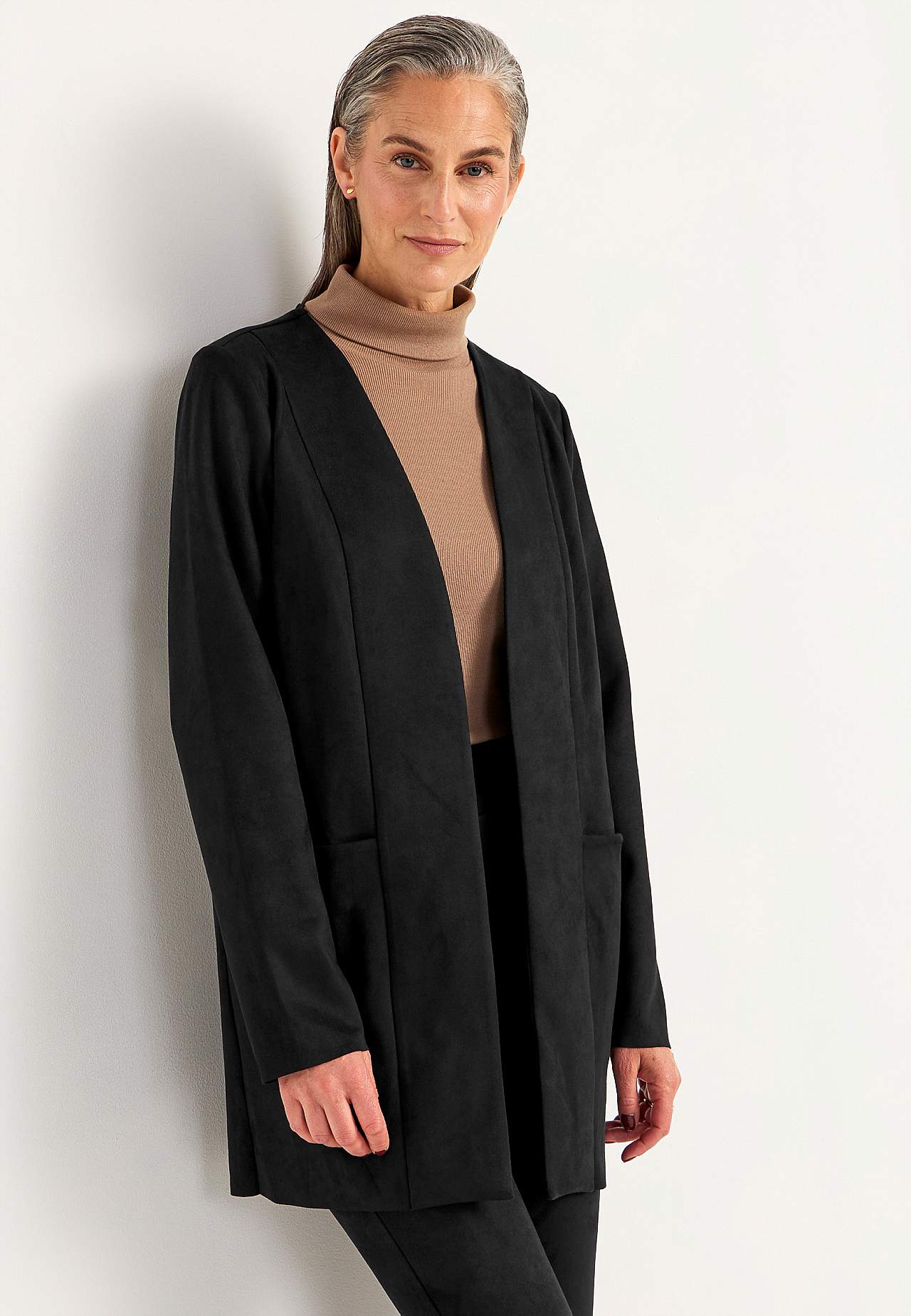 Tricotjack met suède-look