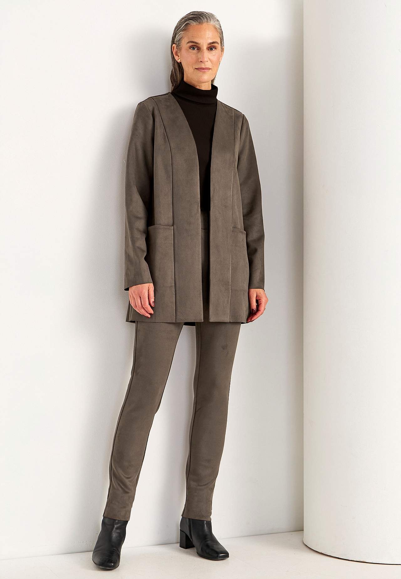 Tricotjack met suède-look