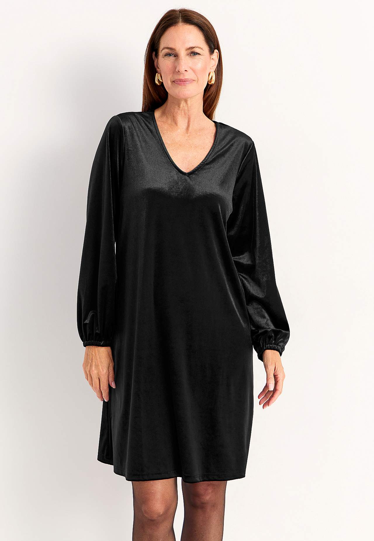 Velvet jurk met een v-hals