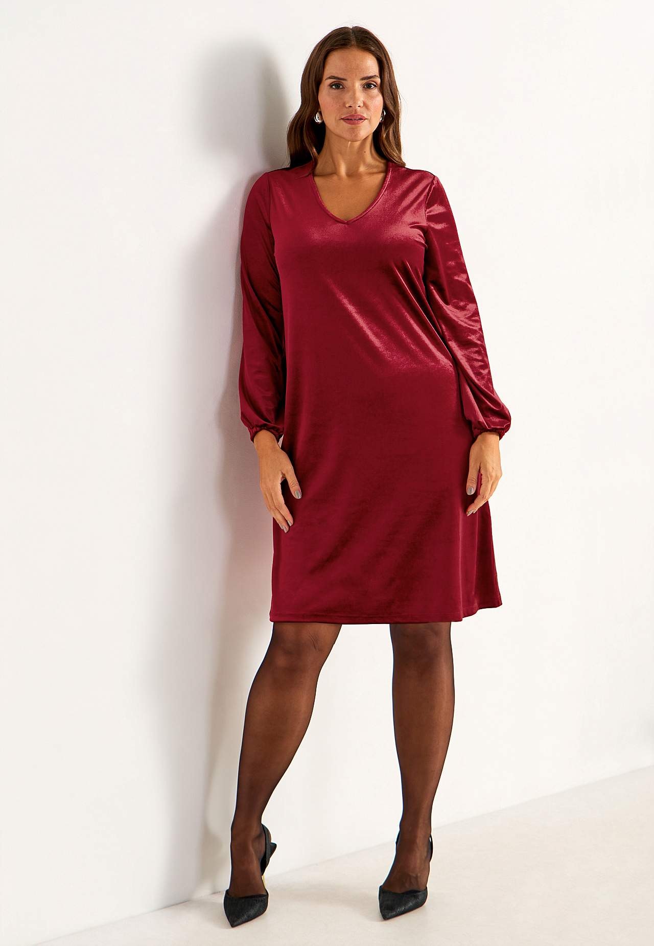 Velvet jurk met een v-hals