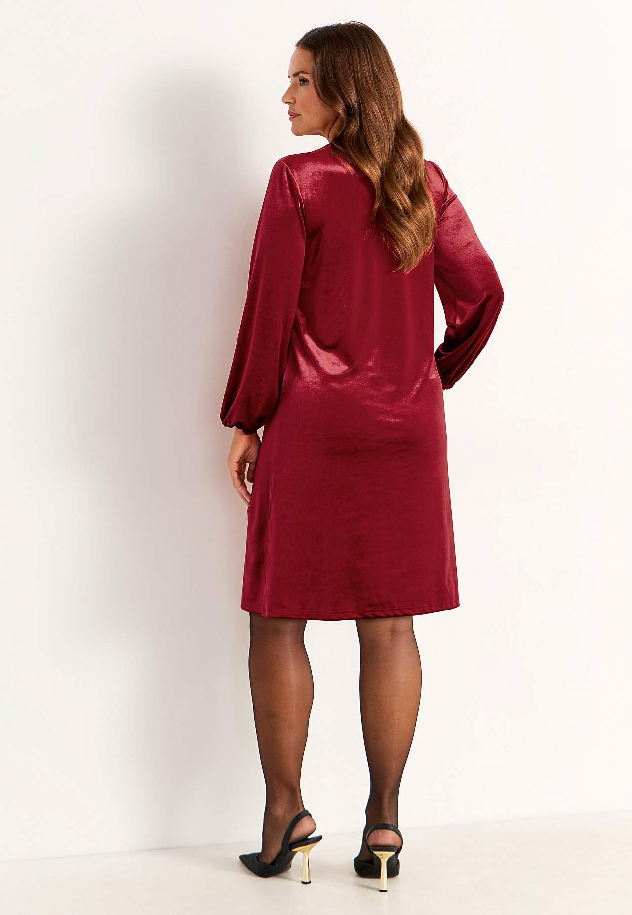 Velvet jurk met een v-hals