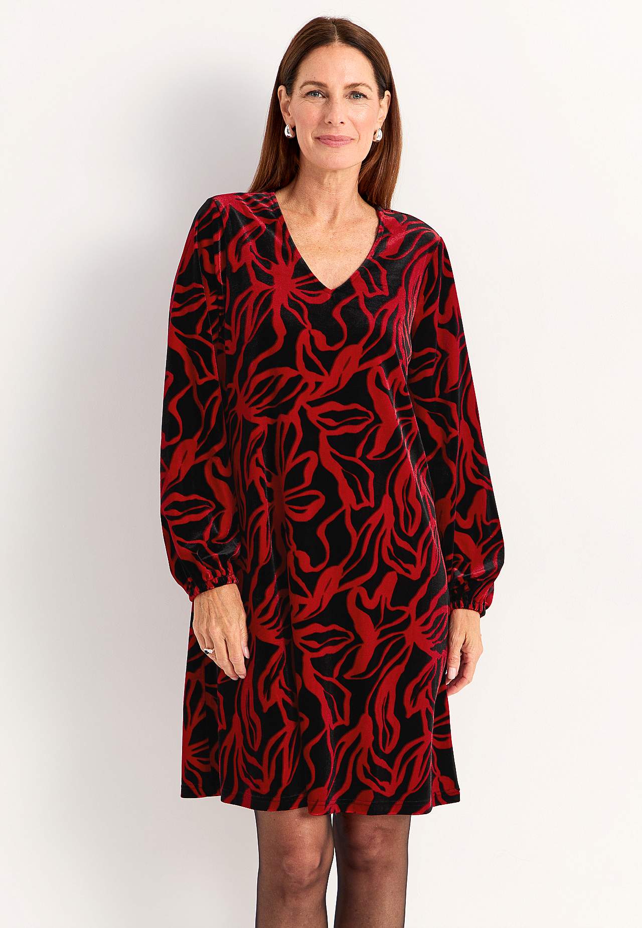 Velvet jurk met een v-hals