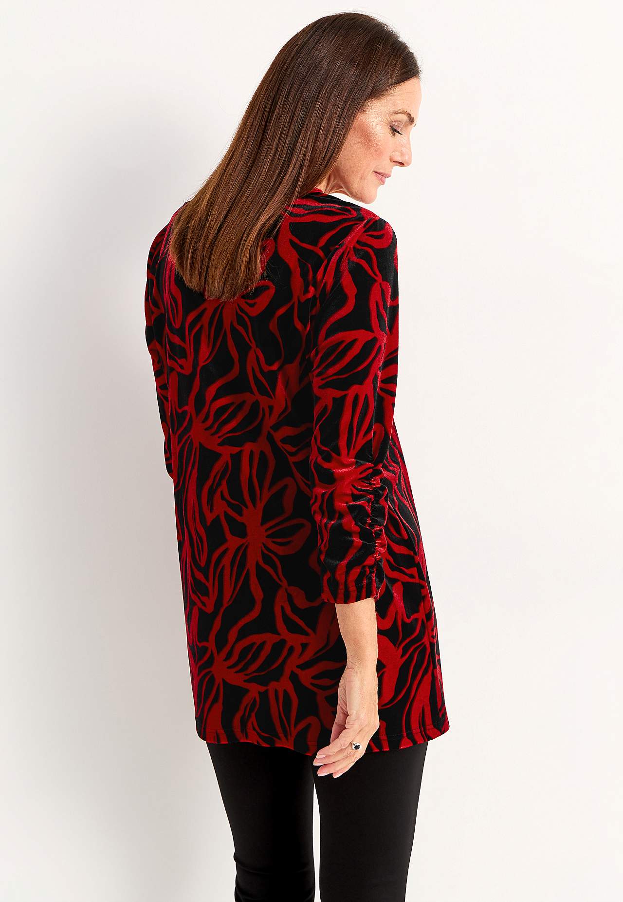 Fluwelen tuniek met verzameld mouwen detail