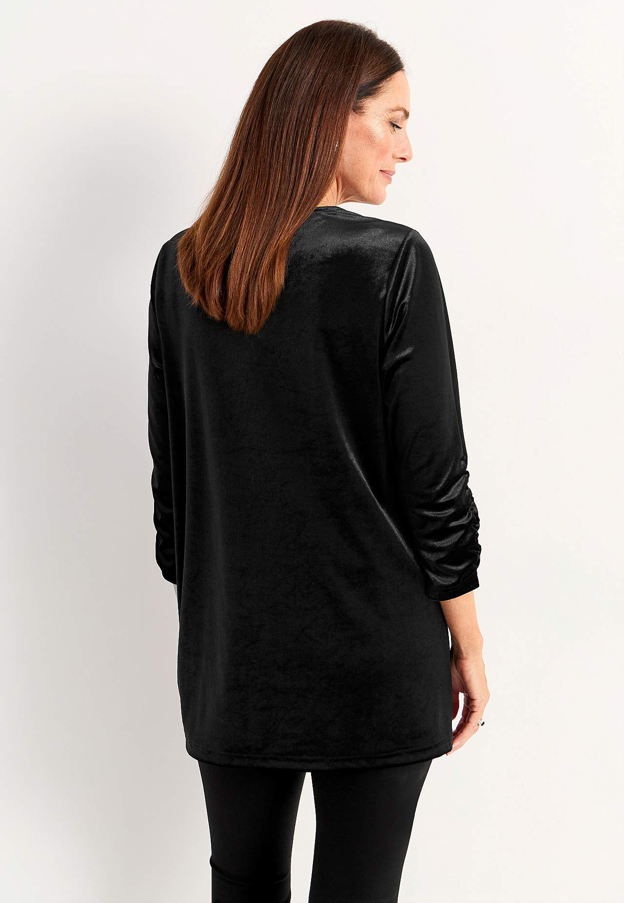 Fluwelen tuniek met verzameld mouwen detail