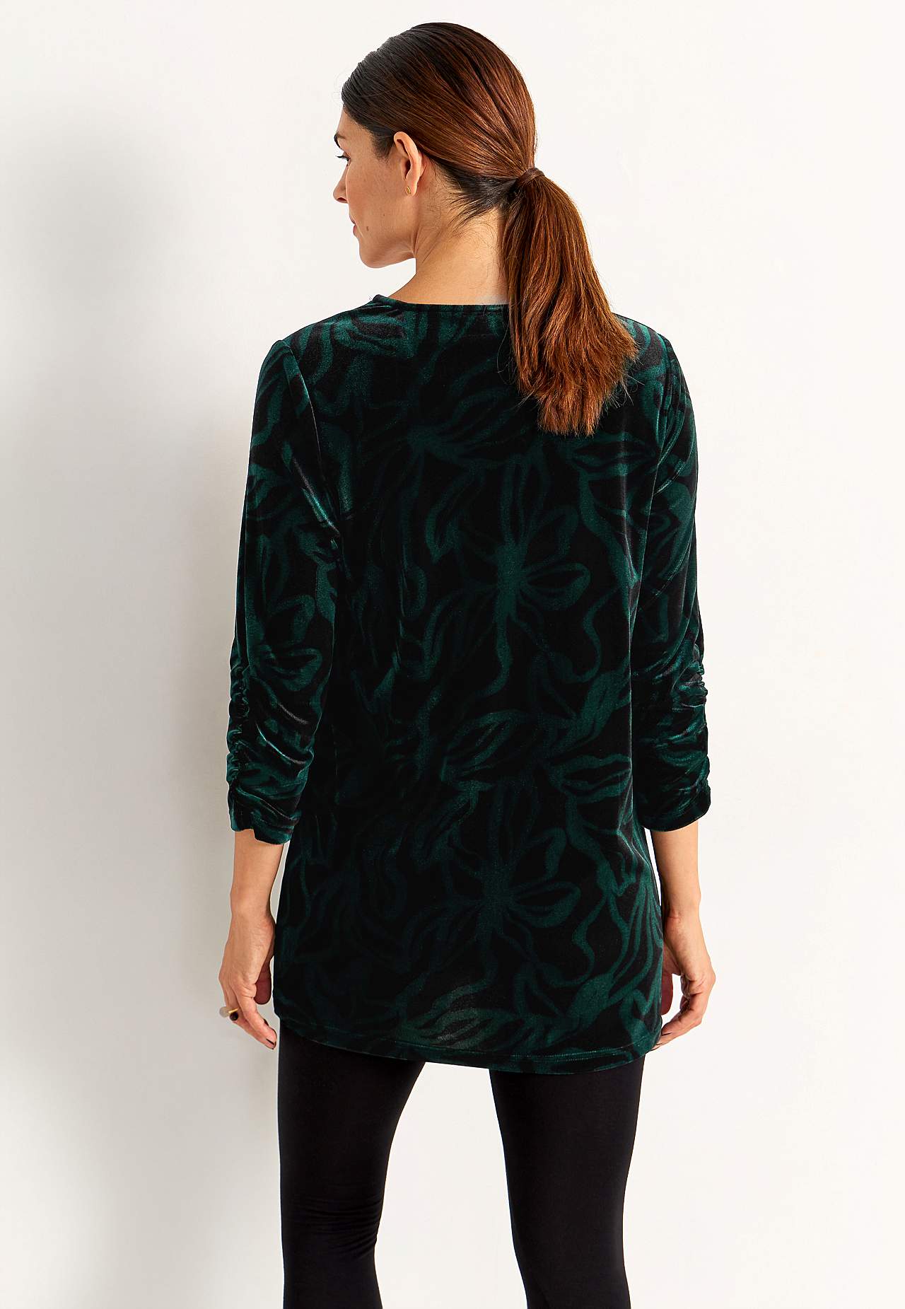 Fluwelen tuniek met verzameld mouwen detail