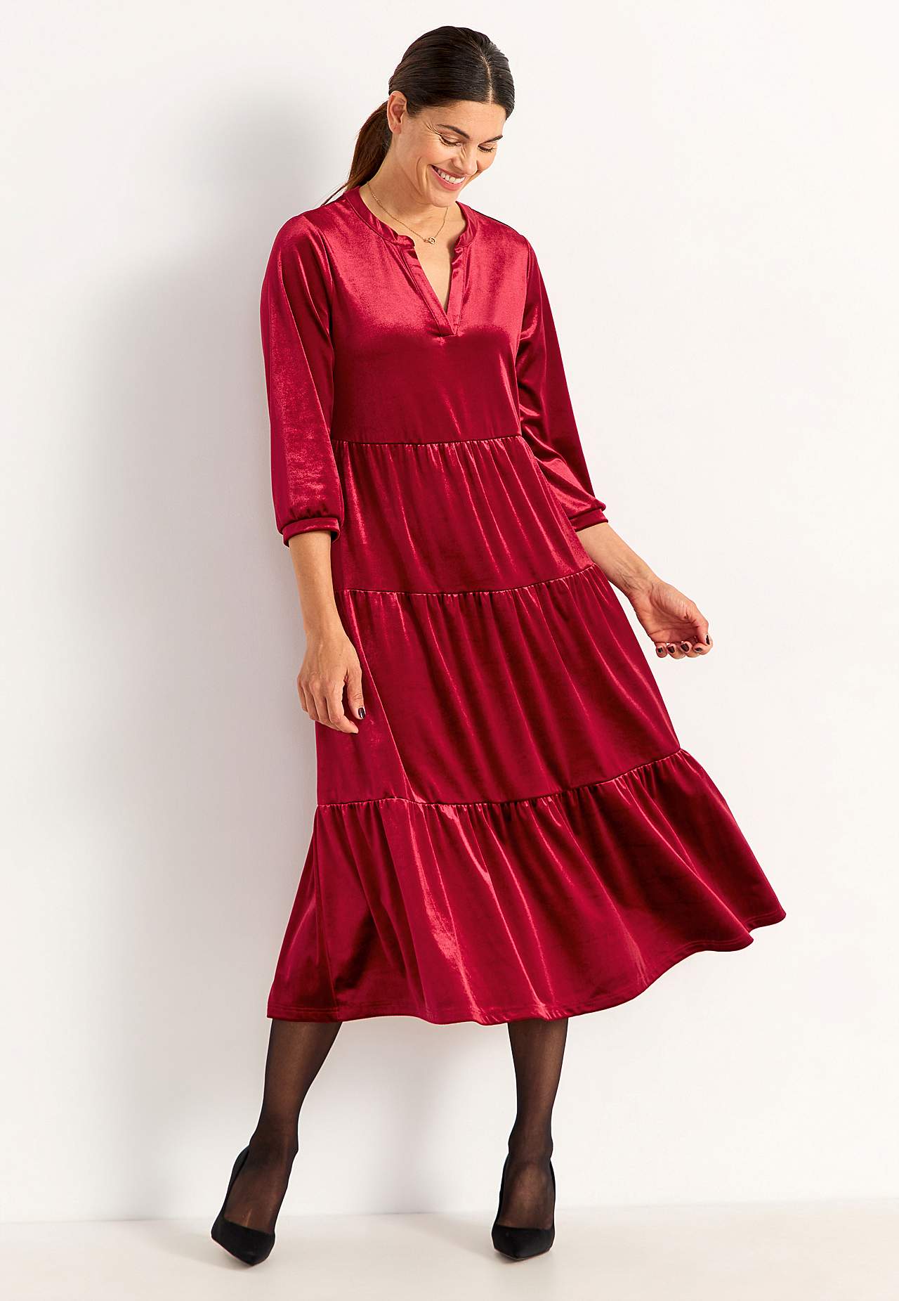 Velvet jurk met ruche