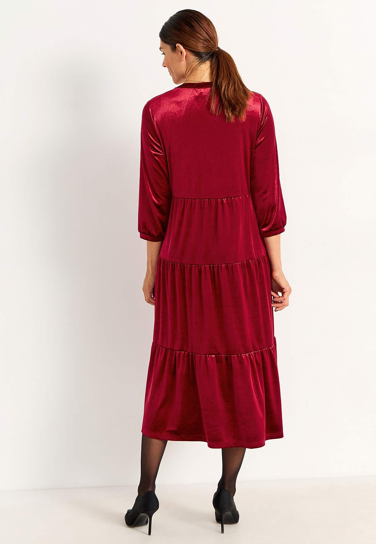 Velvet jurk met ruche