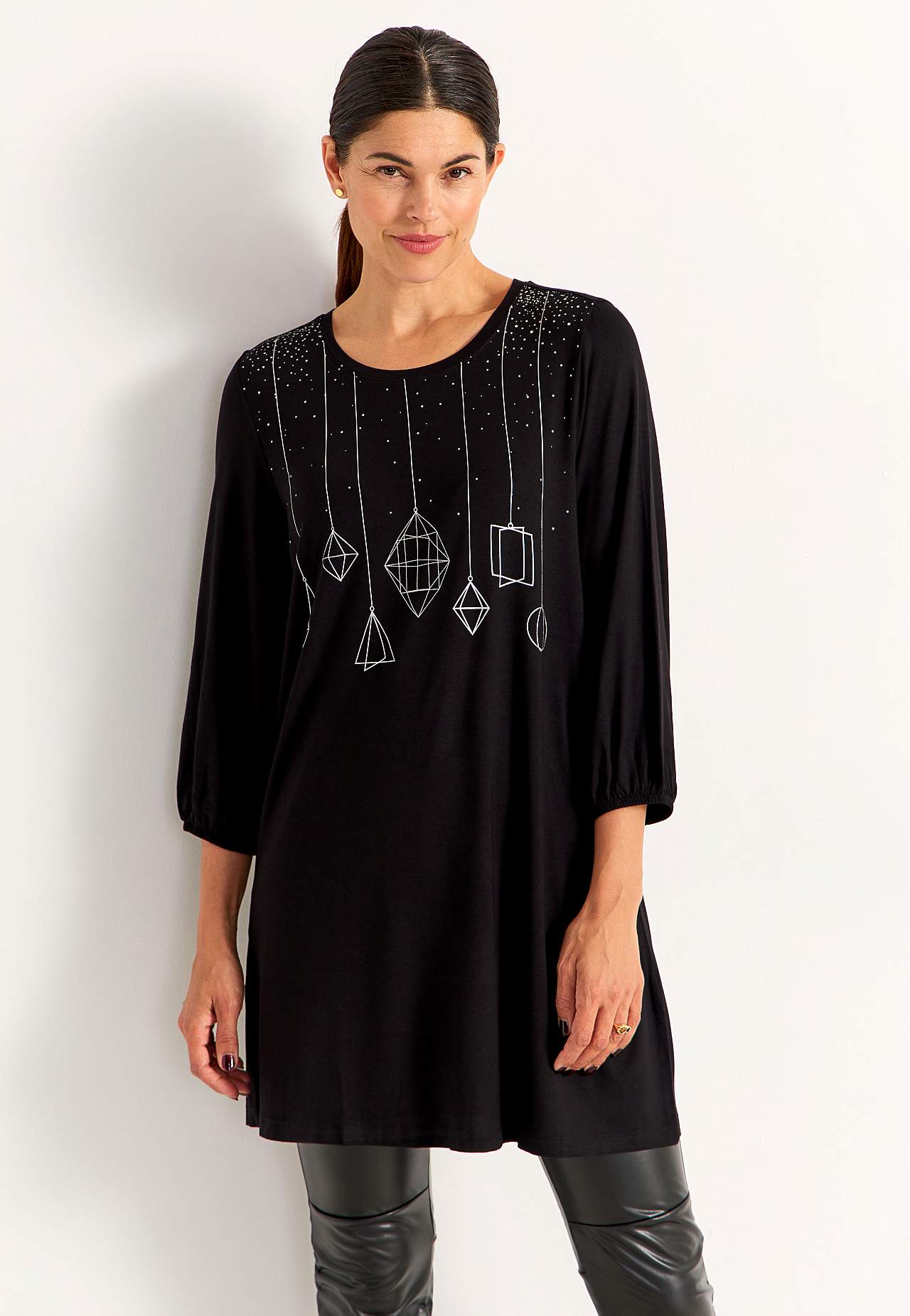 Jersey tuniek met kerstmotief