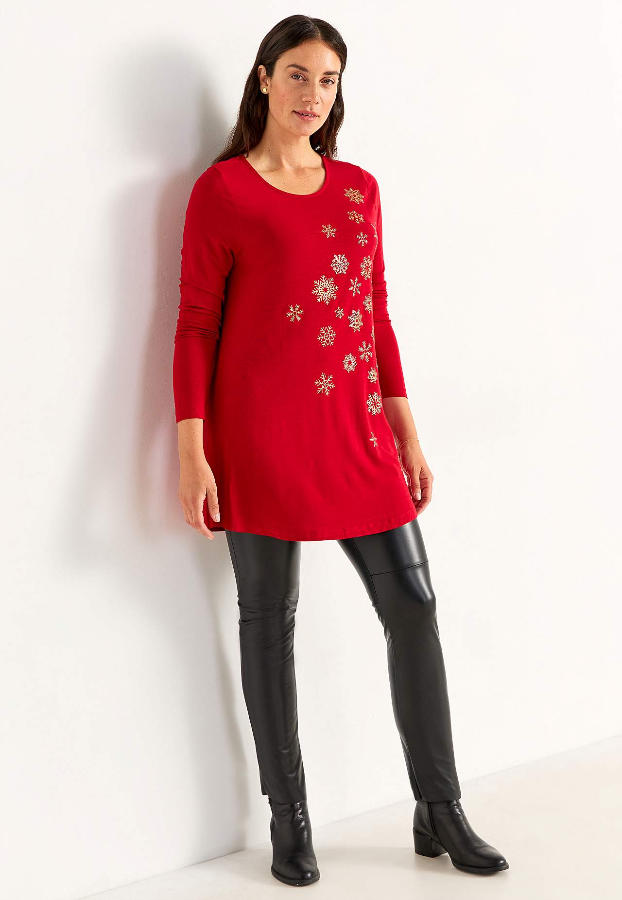 Jersey tuniek met kerstmotief
