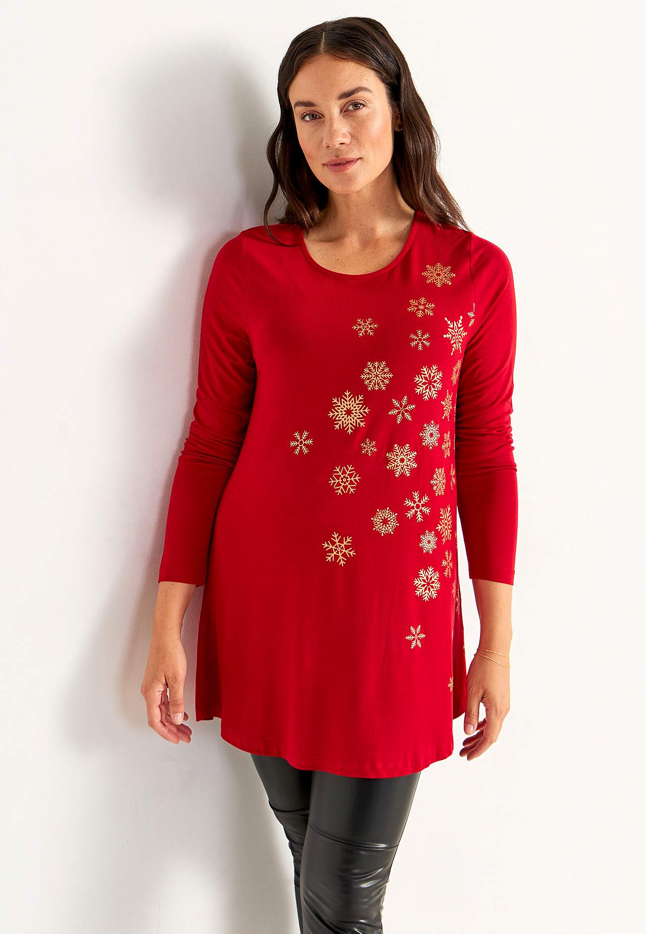 Jersey tuniek met kerstmotief
