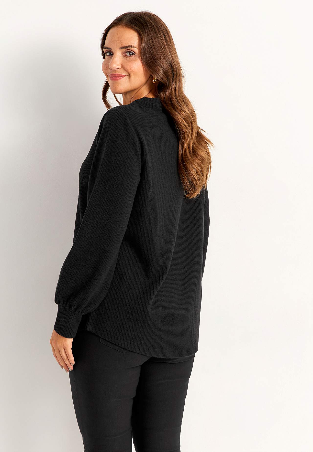 Geribbelde tuniek met strass-knopen