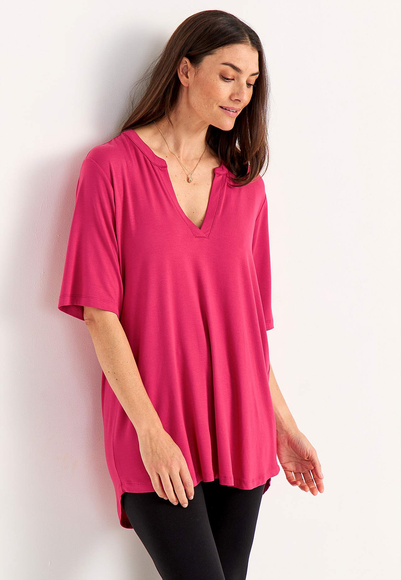 Jersey tuniek met een v-hals
