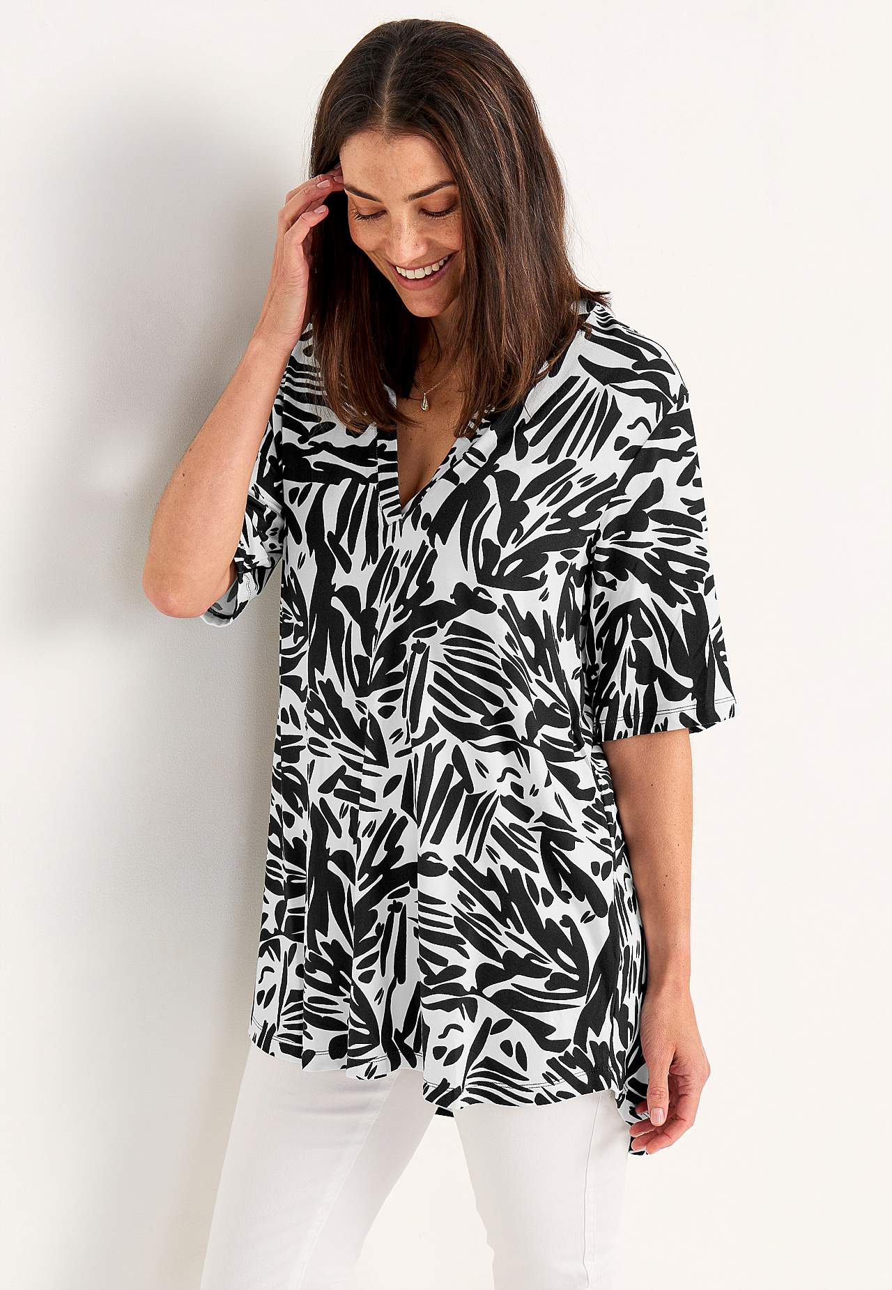 Jersey tuniek met een v-hals