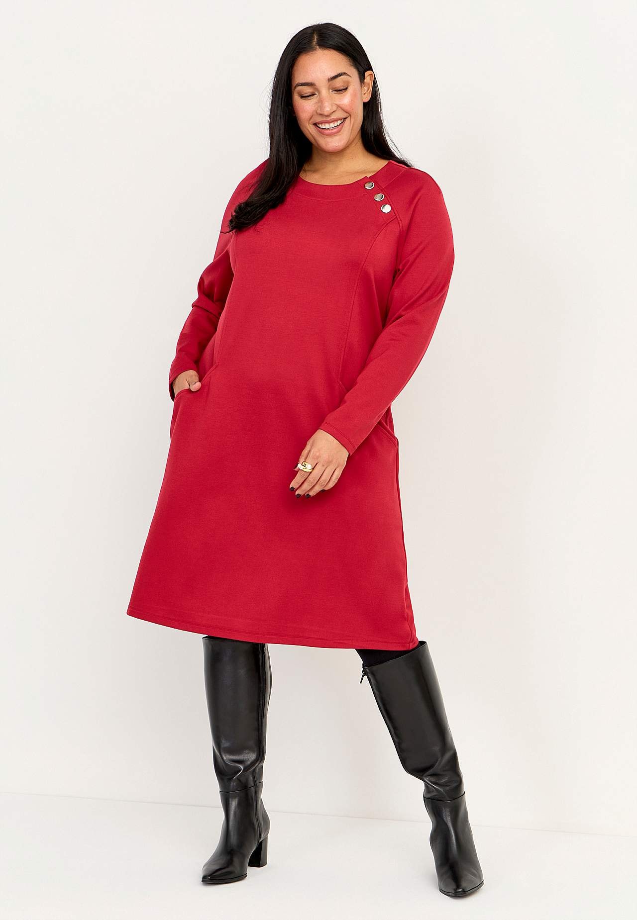 Jerseyjurk met knoopdecoratie