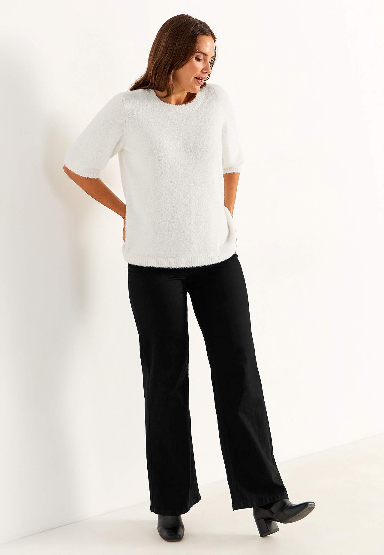 Gebreide sweater met korte mouwen