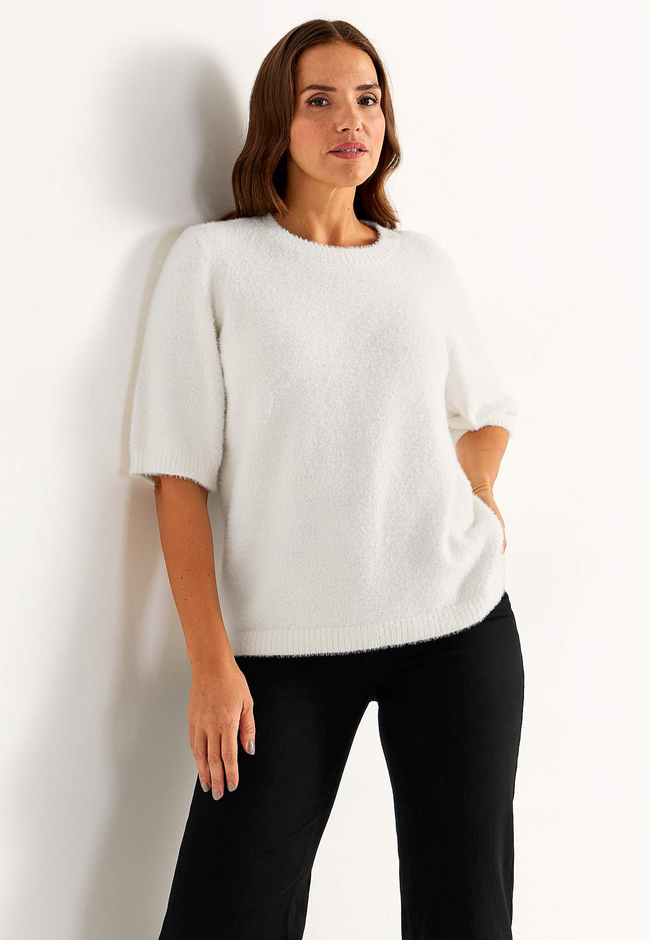 Gebreide sweater met korte mouwen