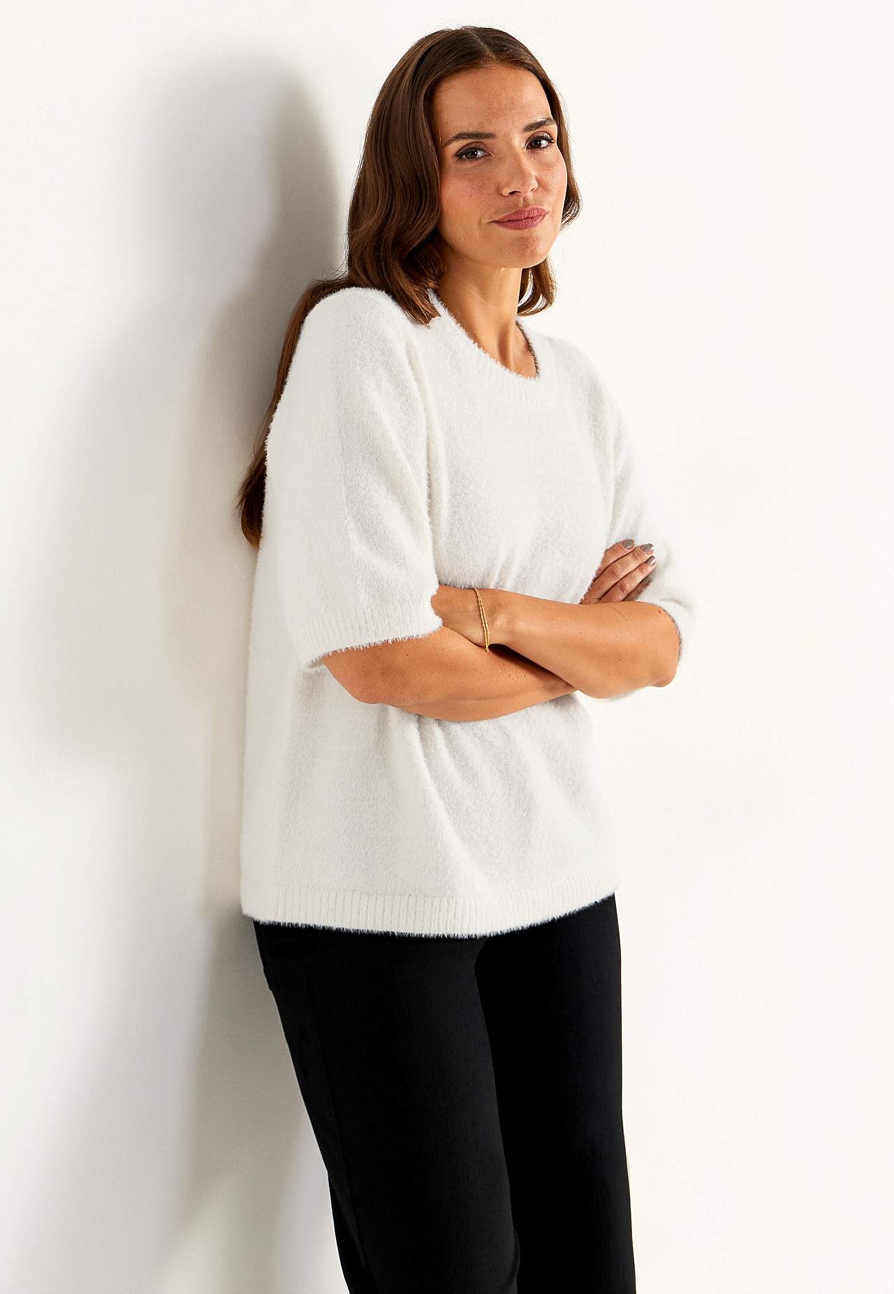 Gebreide sweater met korte mouwen