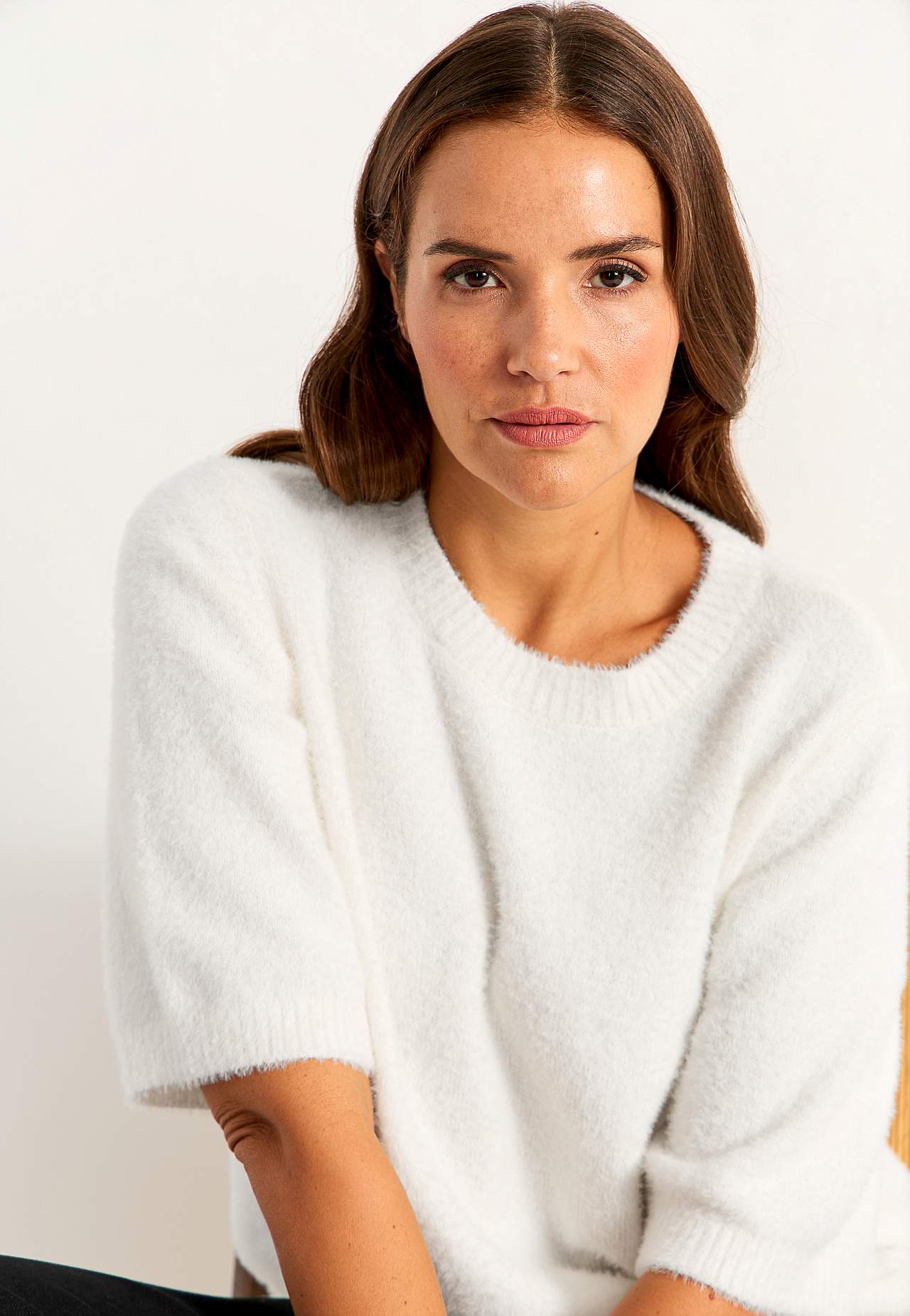 Gebreide sweater met korte mouwen
