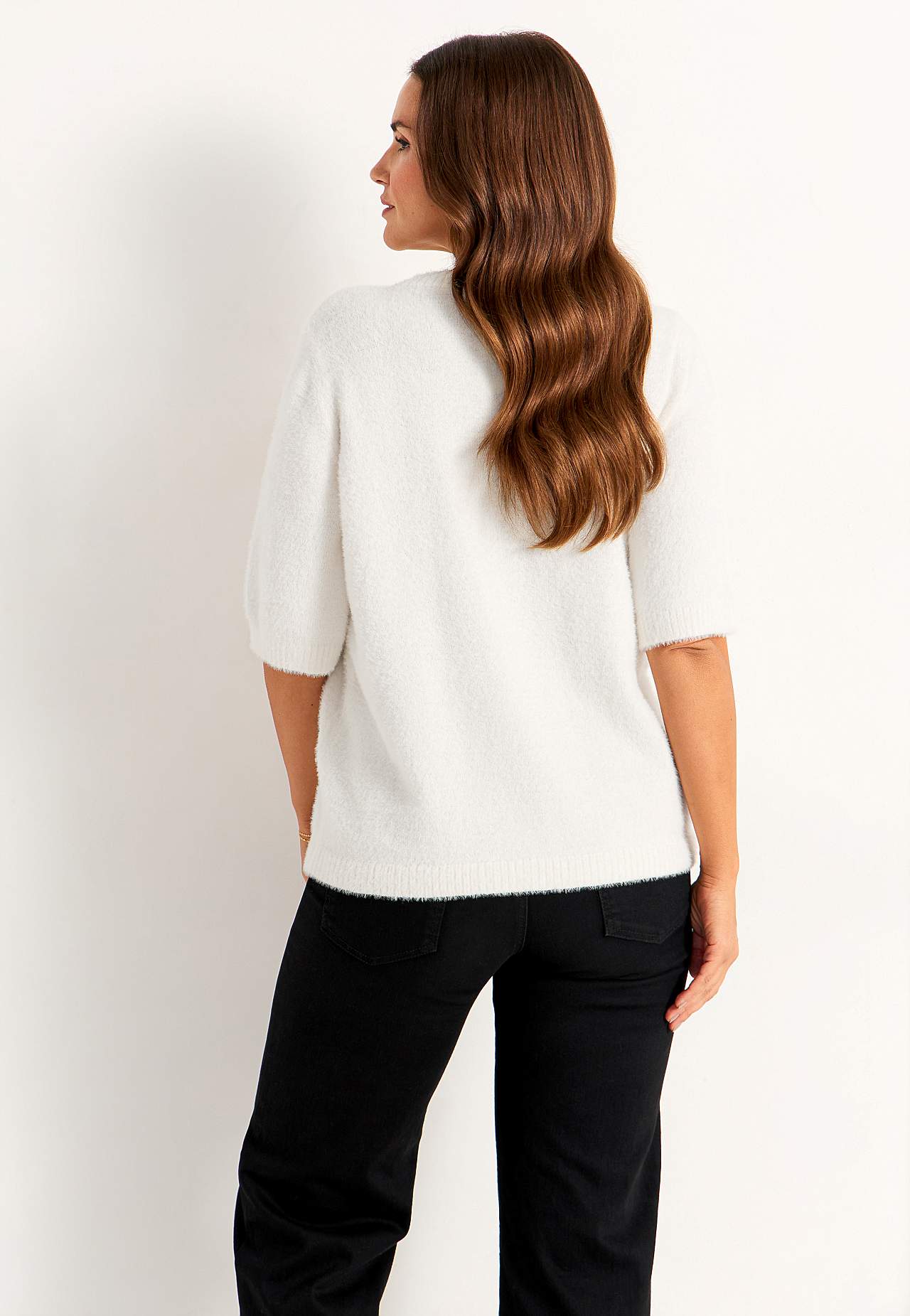 Gebreide sweater met korte mouwen