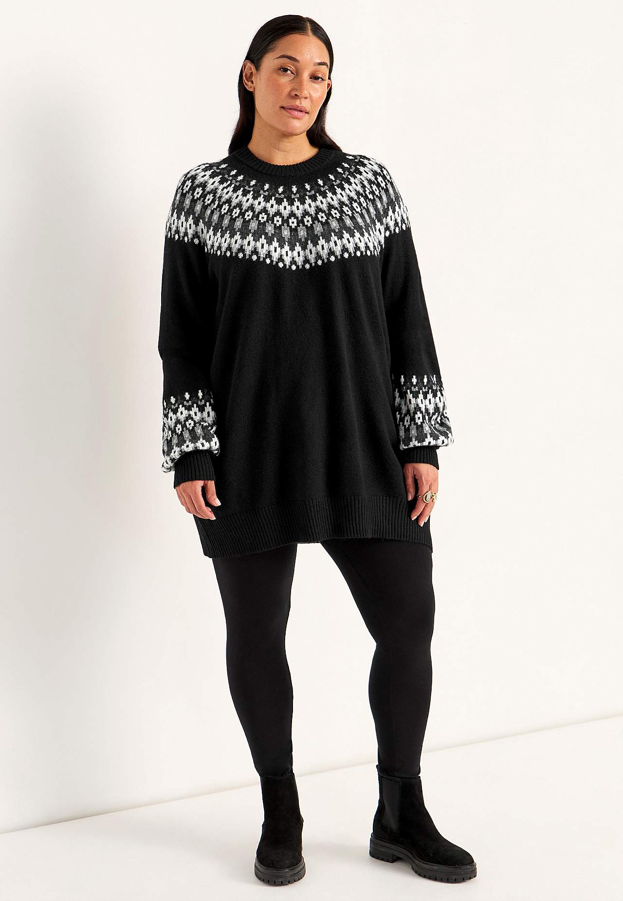 Gebreide trui met een jacquard patroon