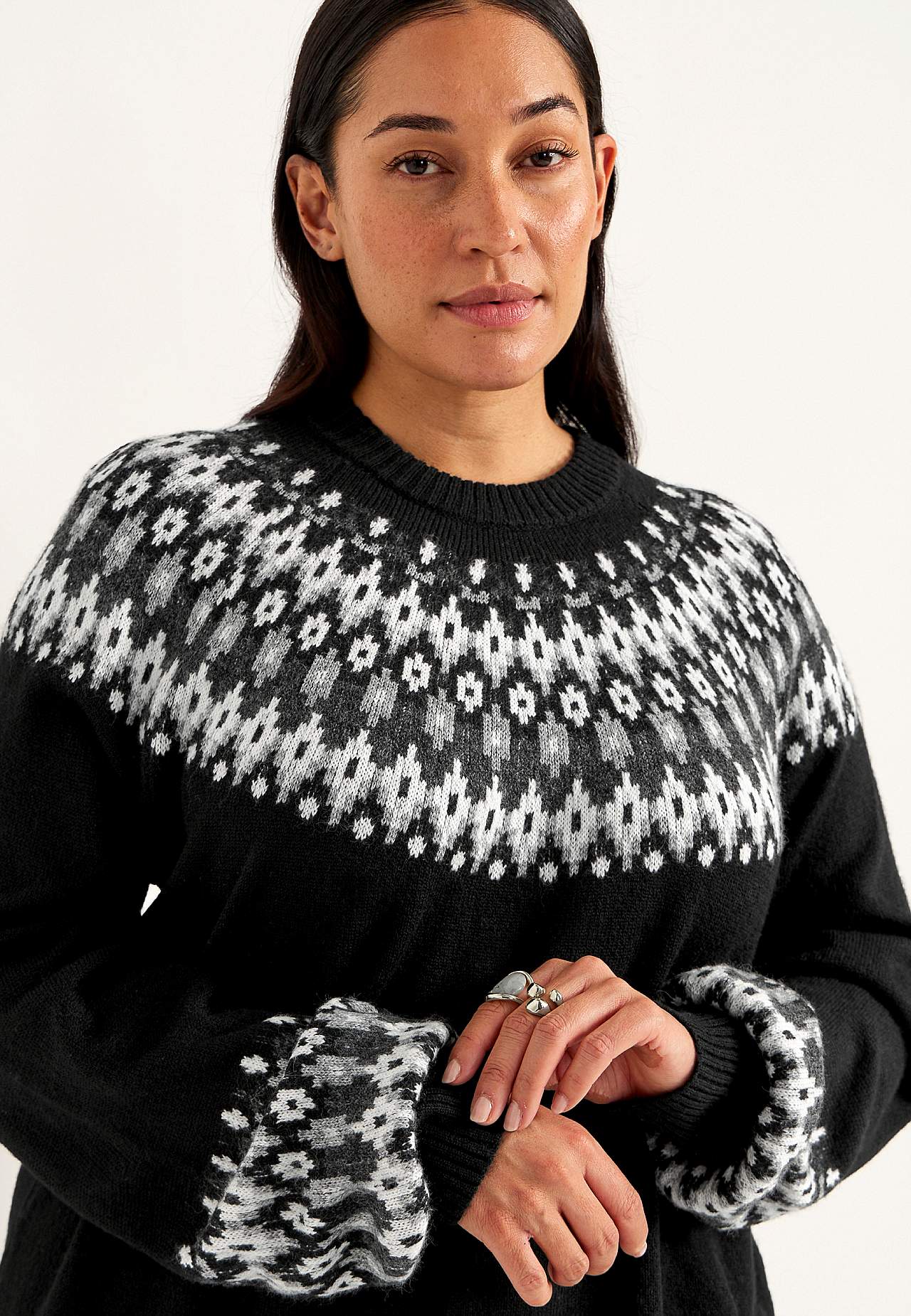 Gebreide trui met een jacquard patroon