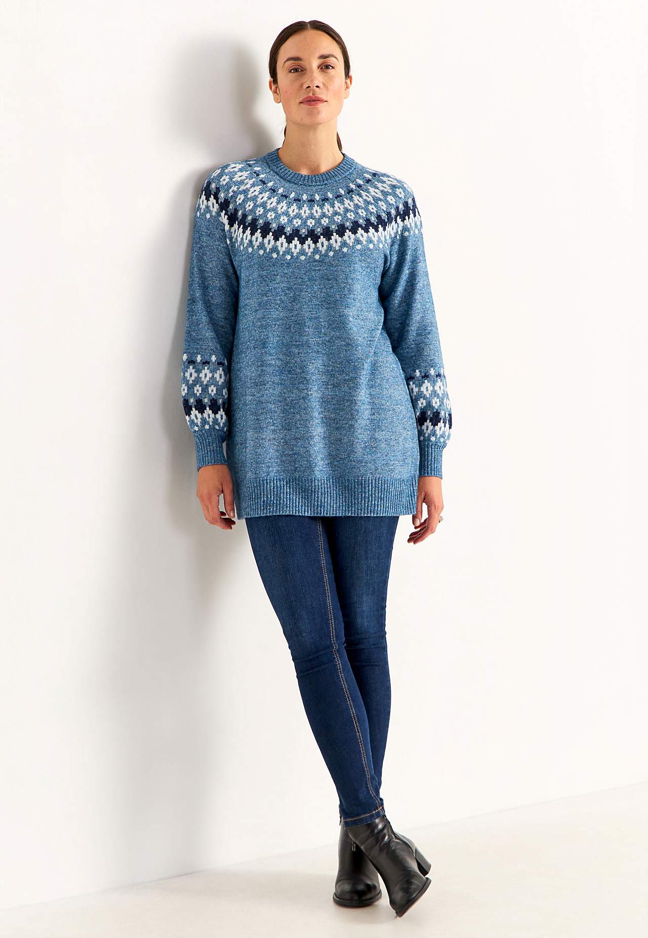 Gebreide trui met een jacquard patroon