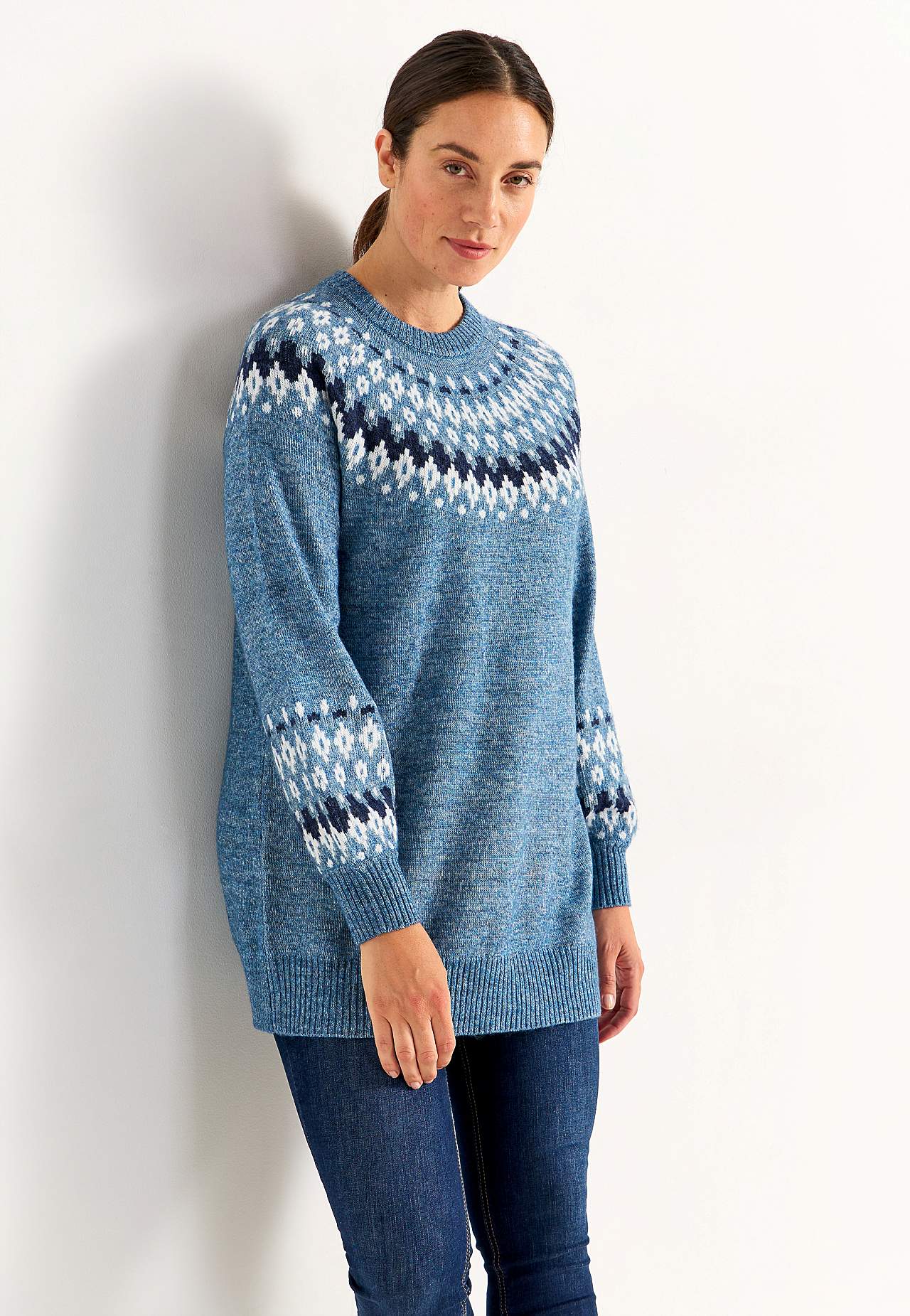Gebreide trui met een jacquard patroon
