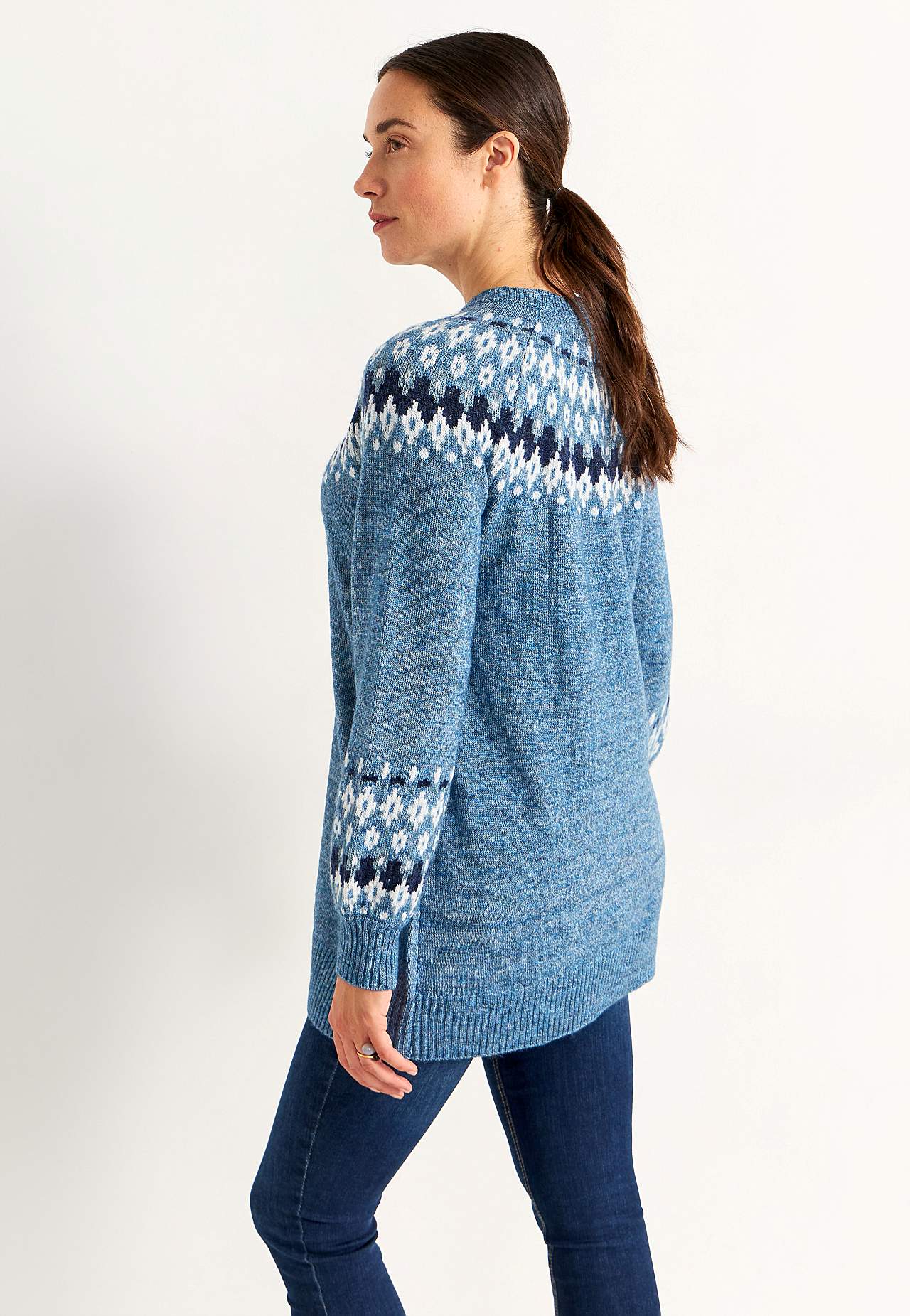 Gebreide trui met een jacquard patroon