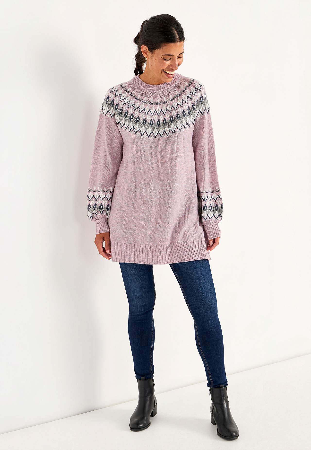 Gebreide trui met een jacquard patroon