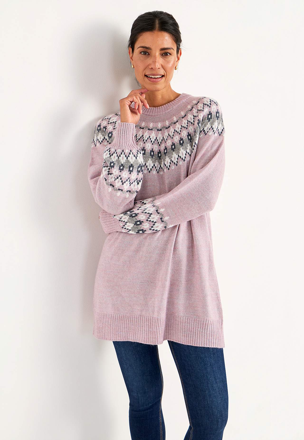 Gebreide trui met een jacquard patroon