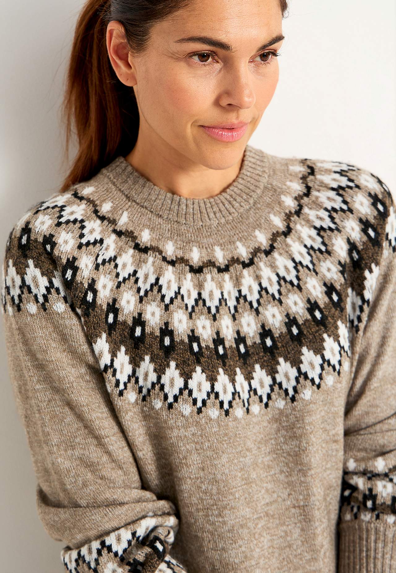 Gebreide trui met een jacquard patroon