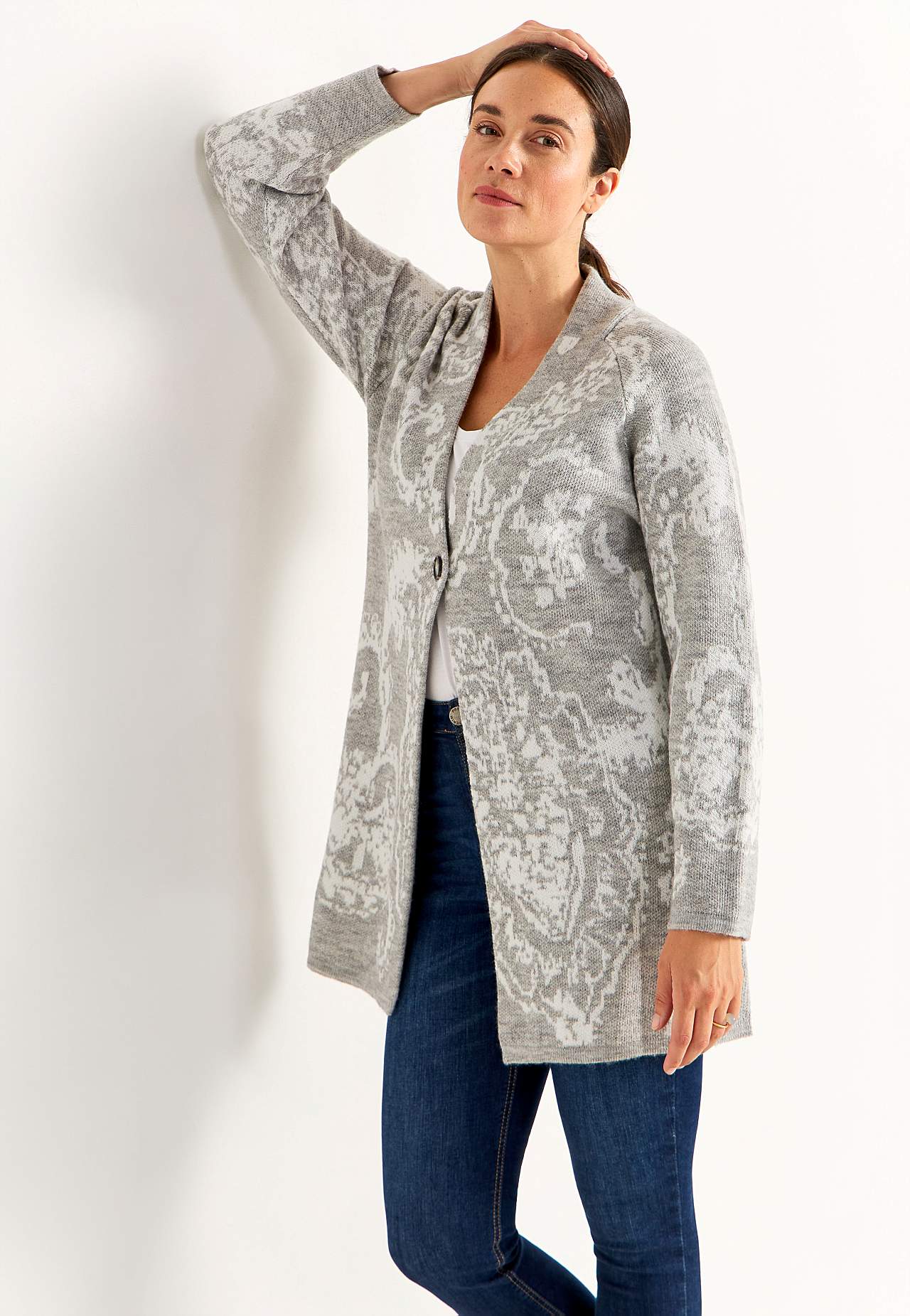 Jacquardgebreide cardigan