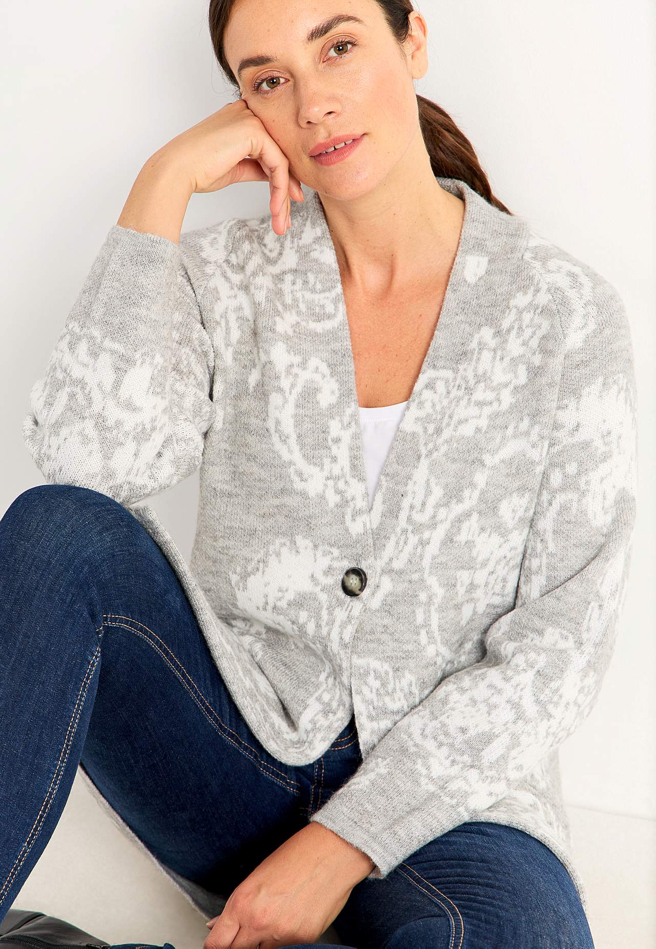 Jacquardgebreide cardigan