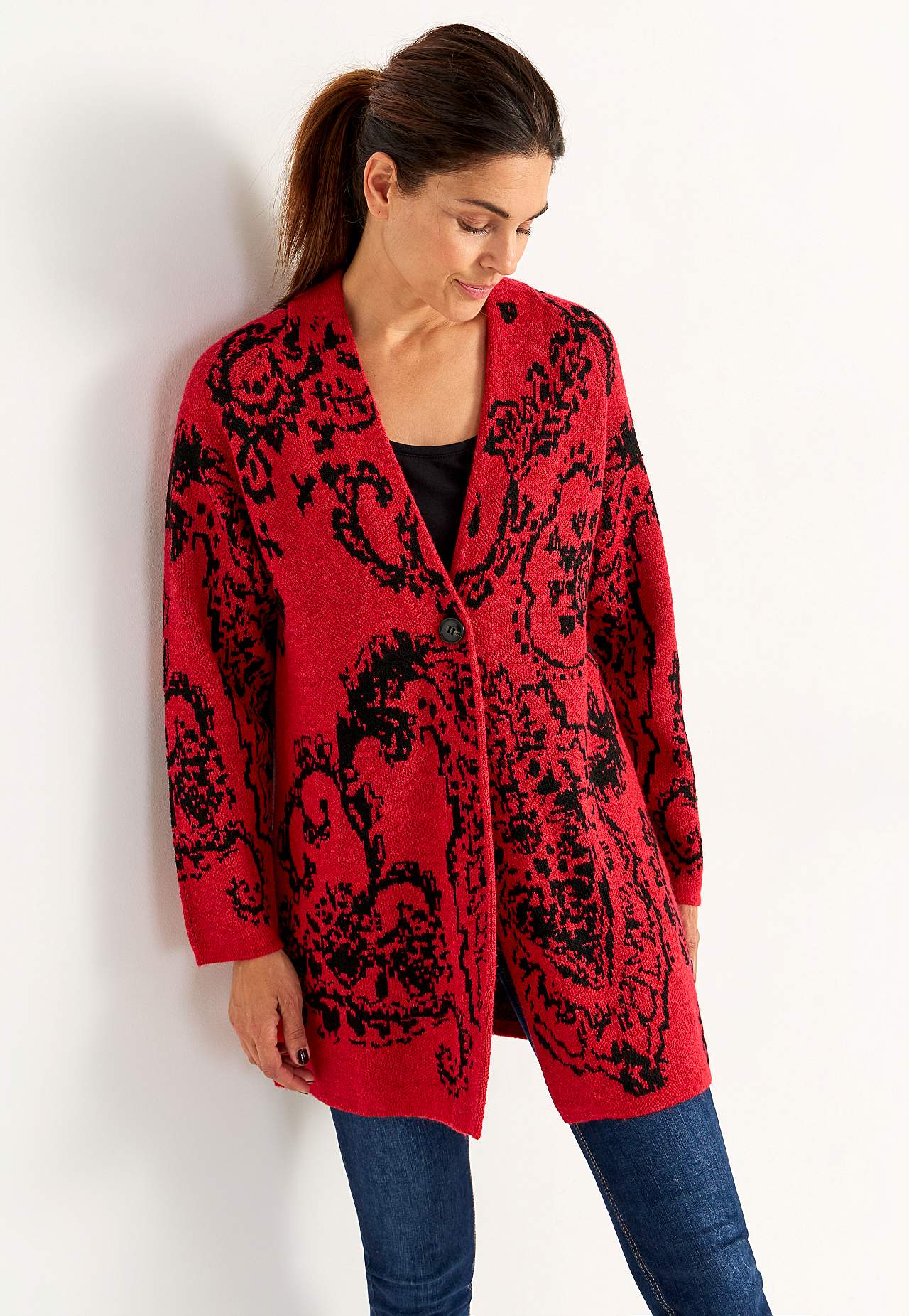 Jacquardgebreide cardigan