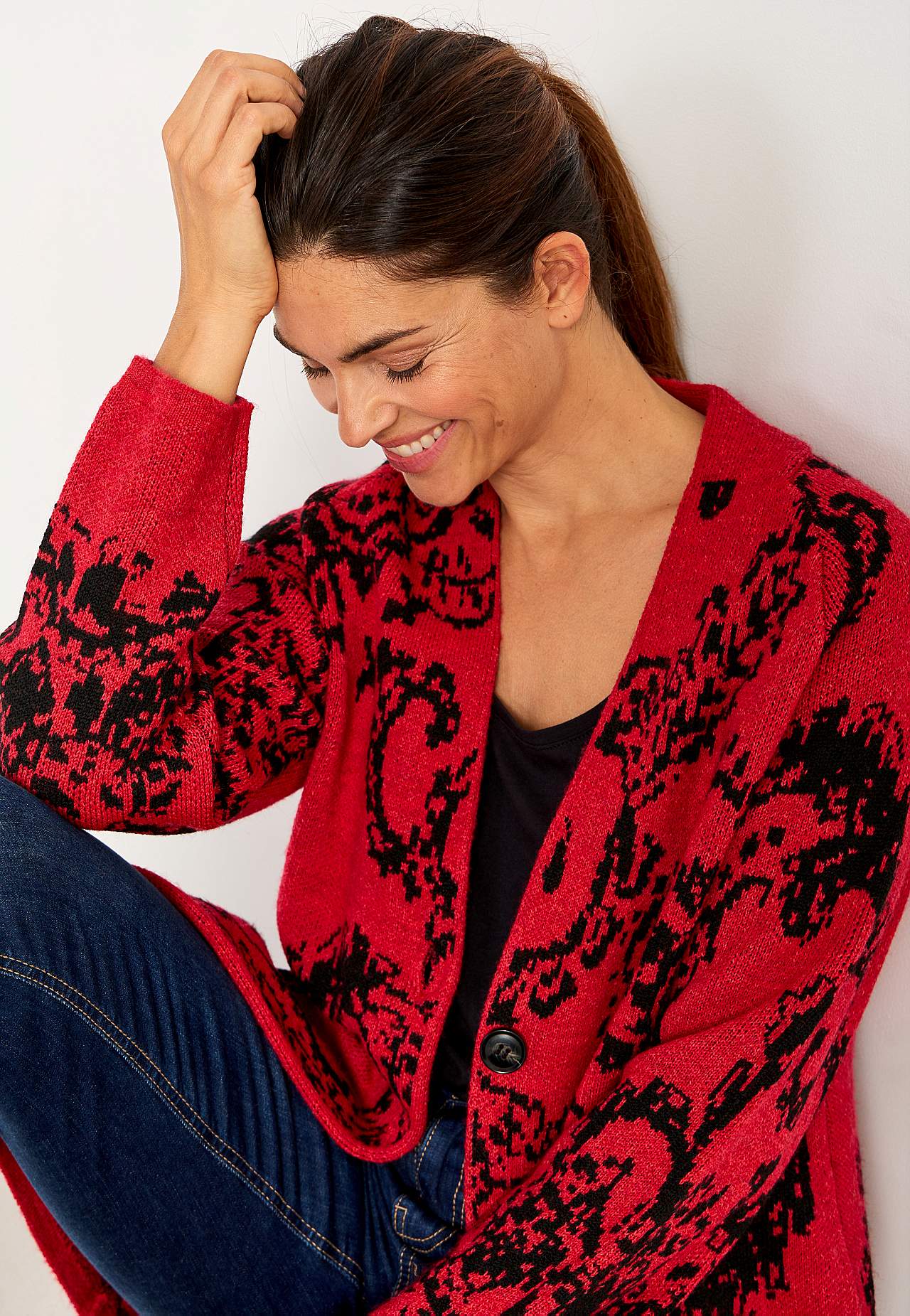 Jacquardgebreide cardigan