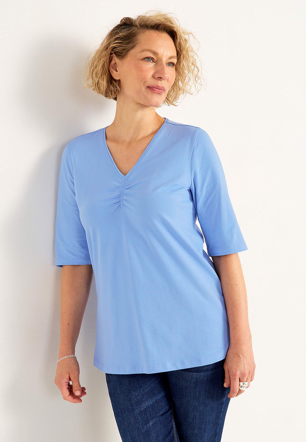 Jersey-topje met inrimpeling