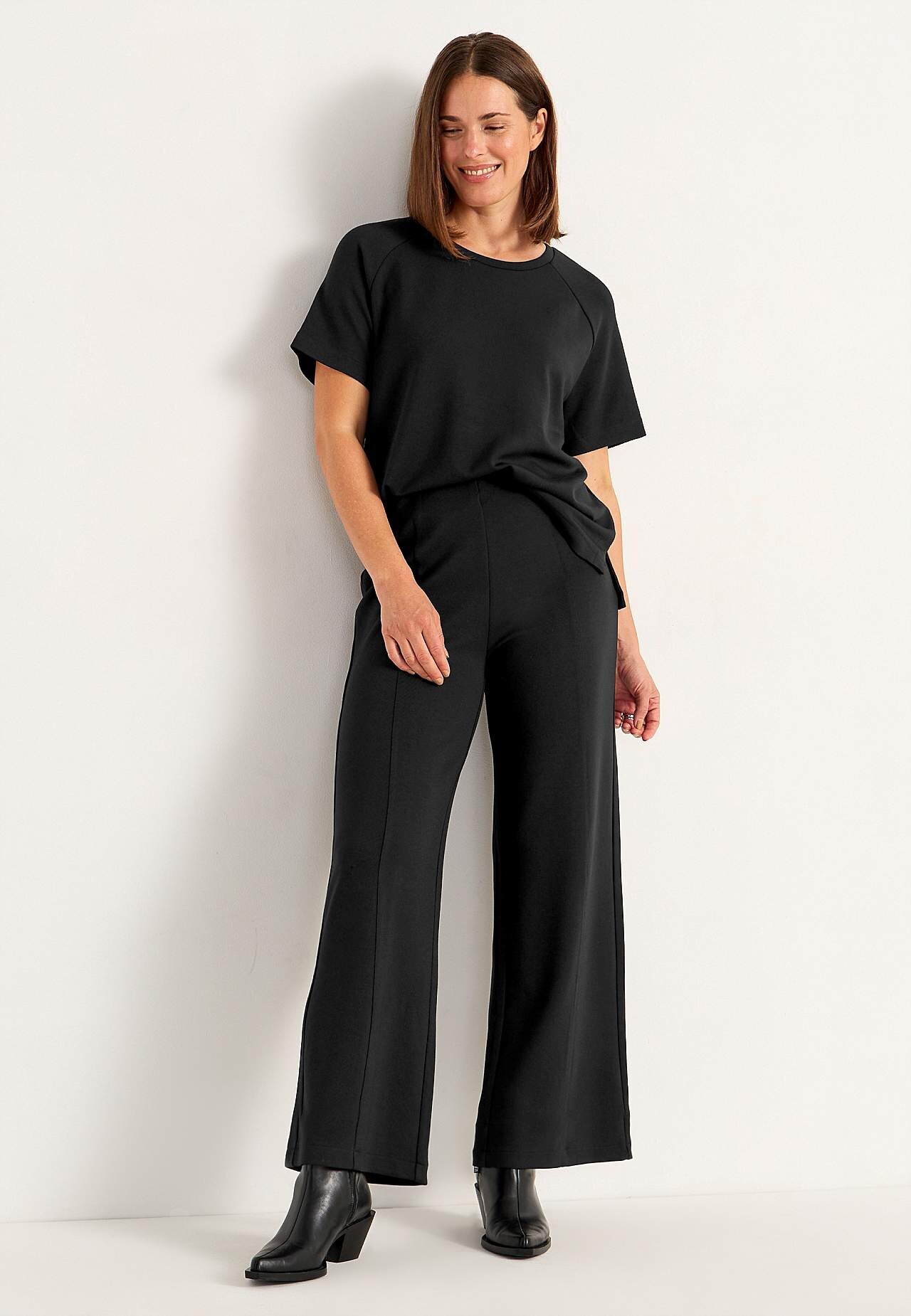 Jersey broek met wijde benen