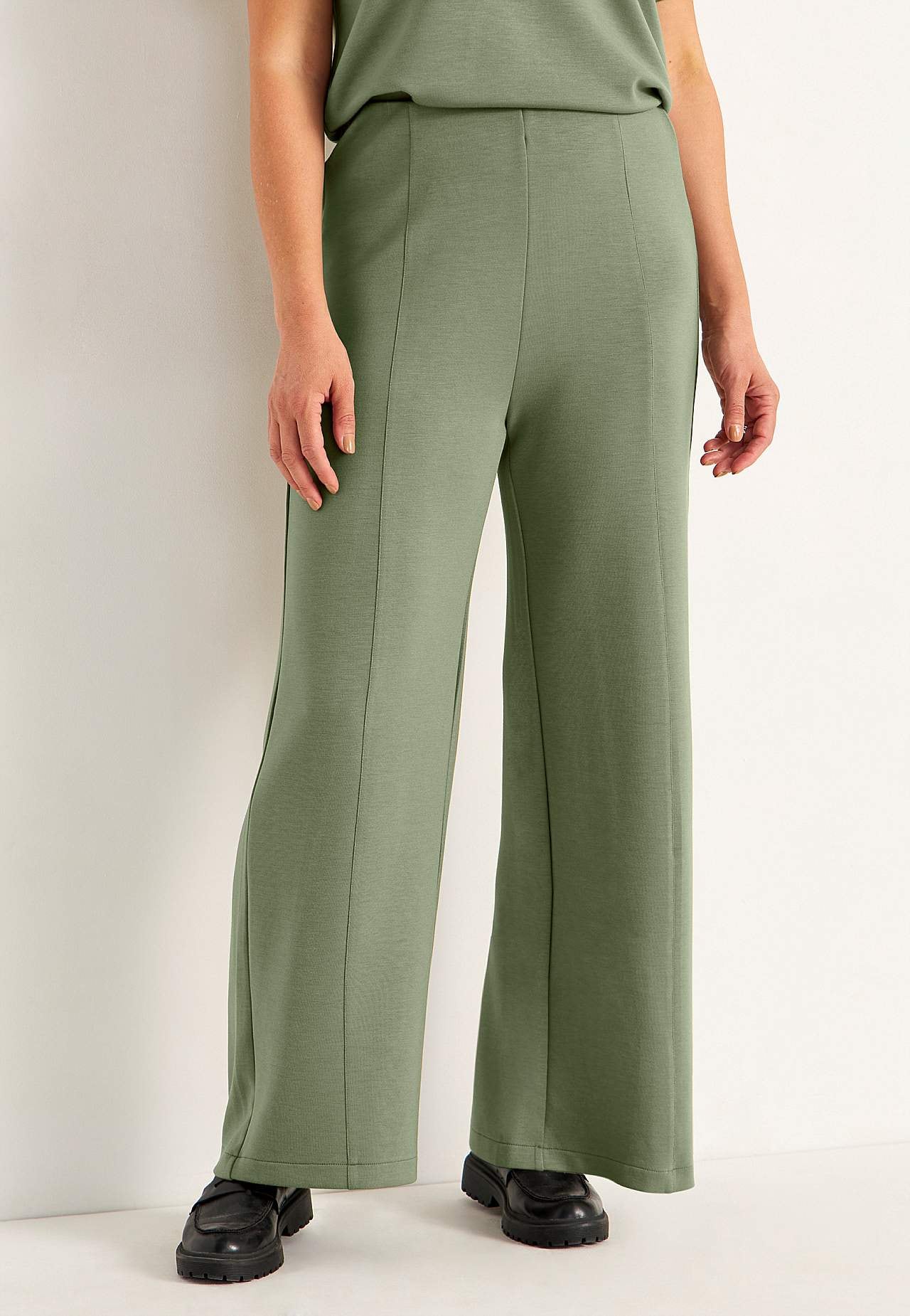 Jersey broek met wijde benen