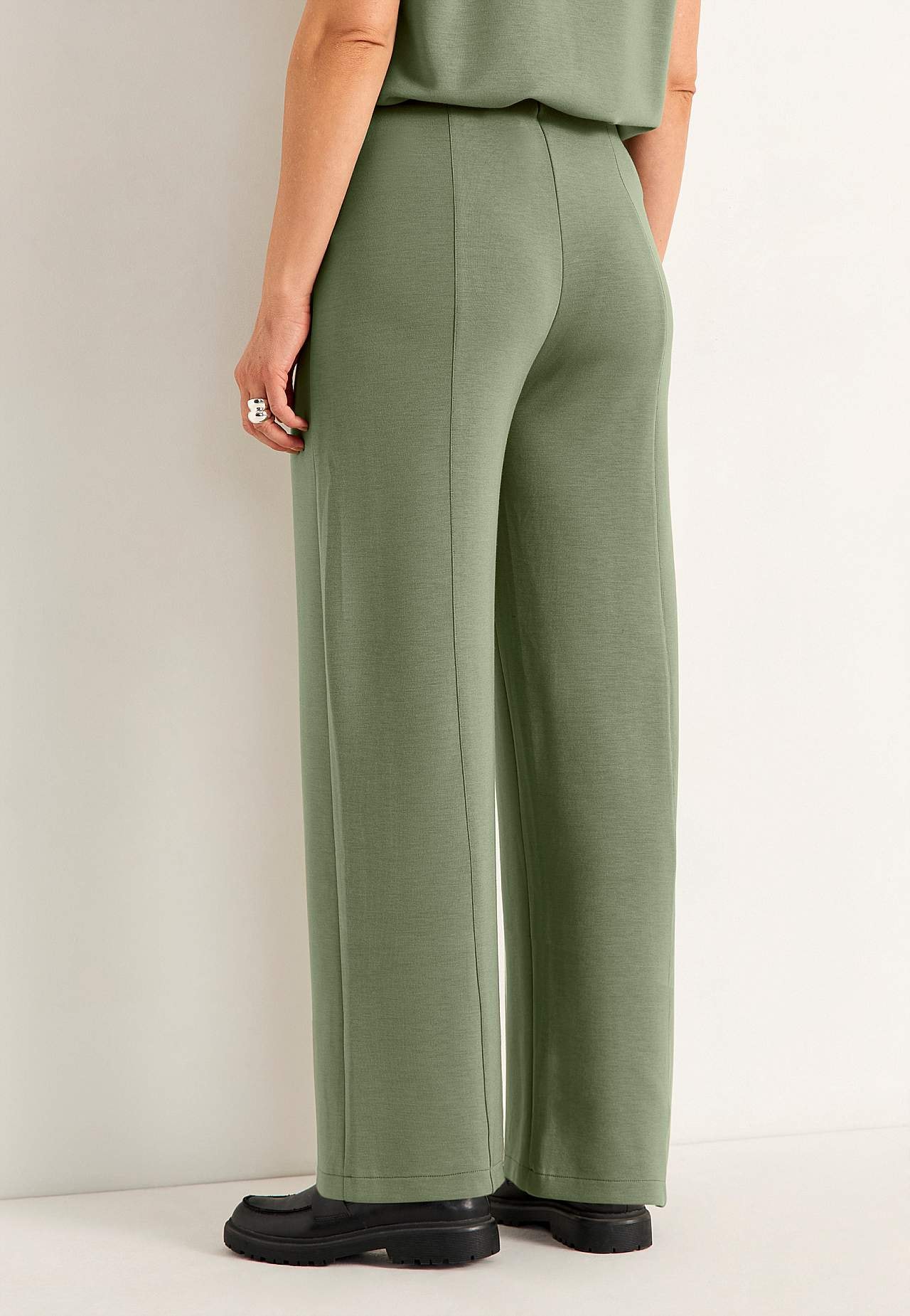 Jersey broek met wijde benen