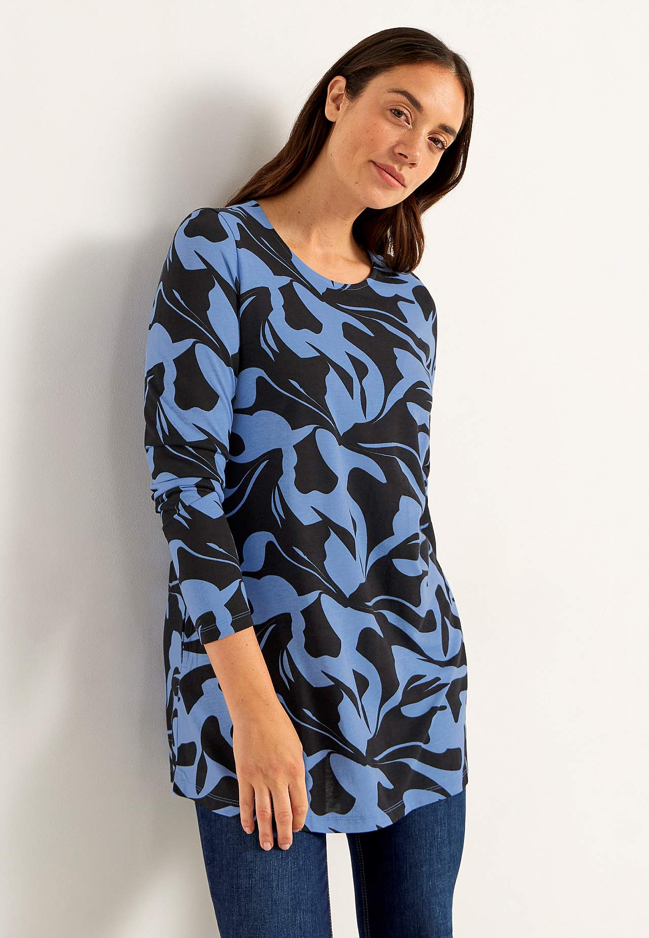 Patroonvormige jersey tuniek met zakken
