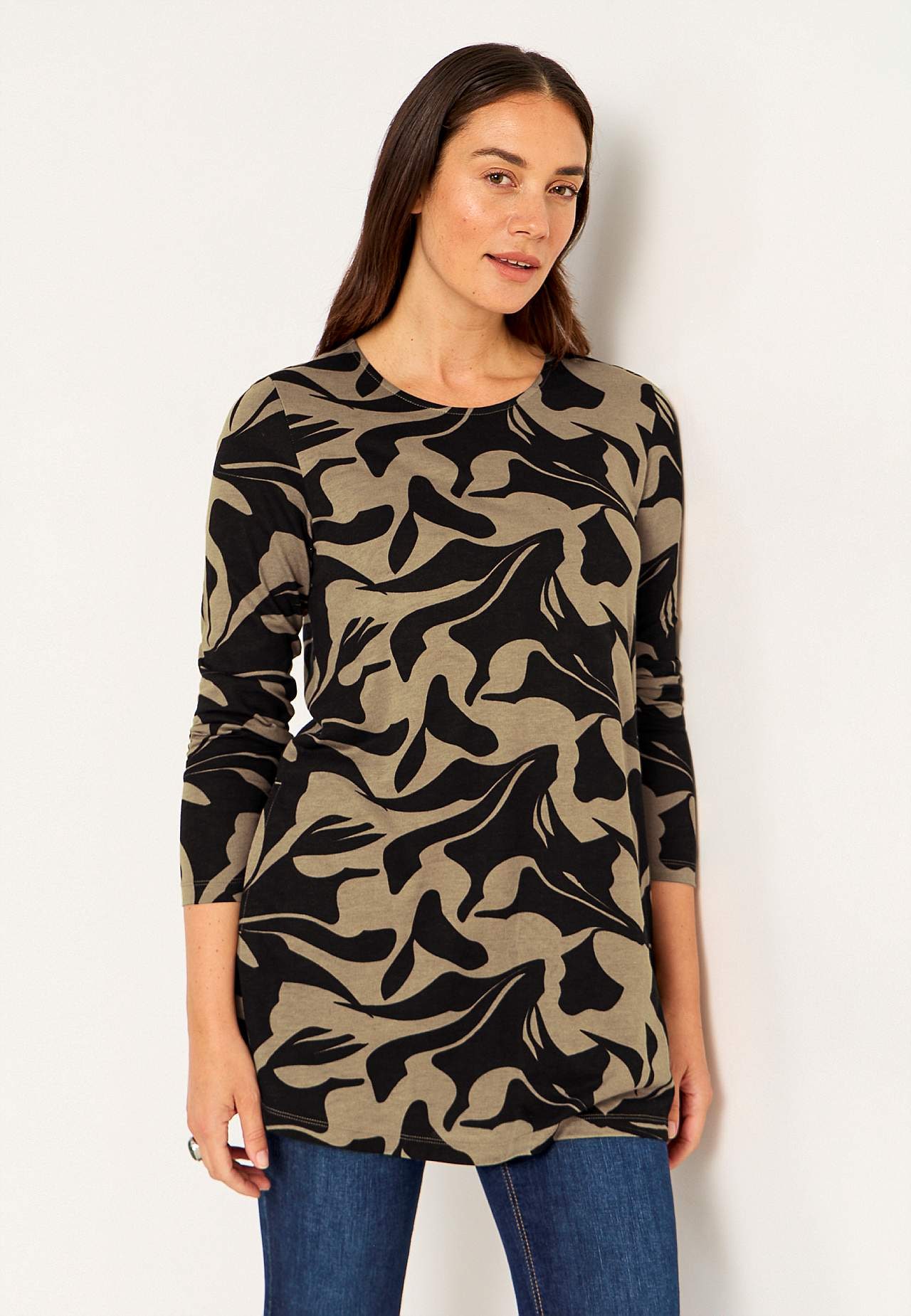 Patroonvormige jersey tuniek met zakken