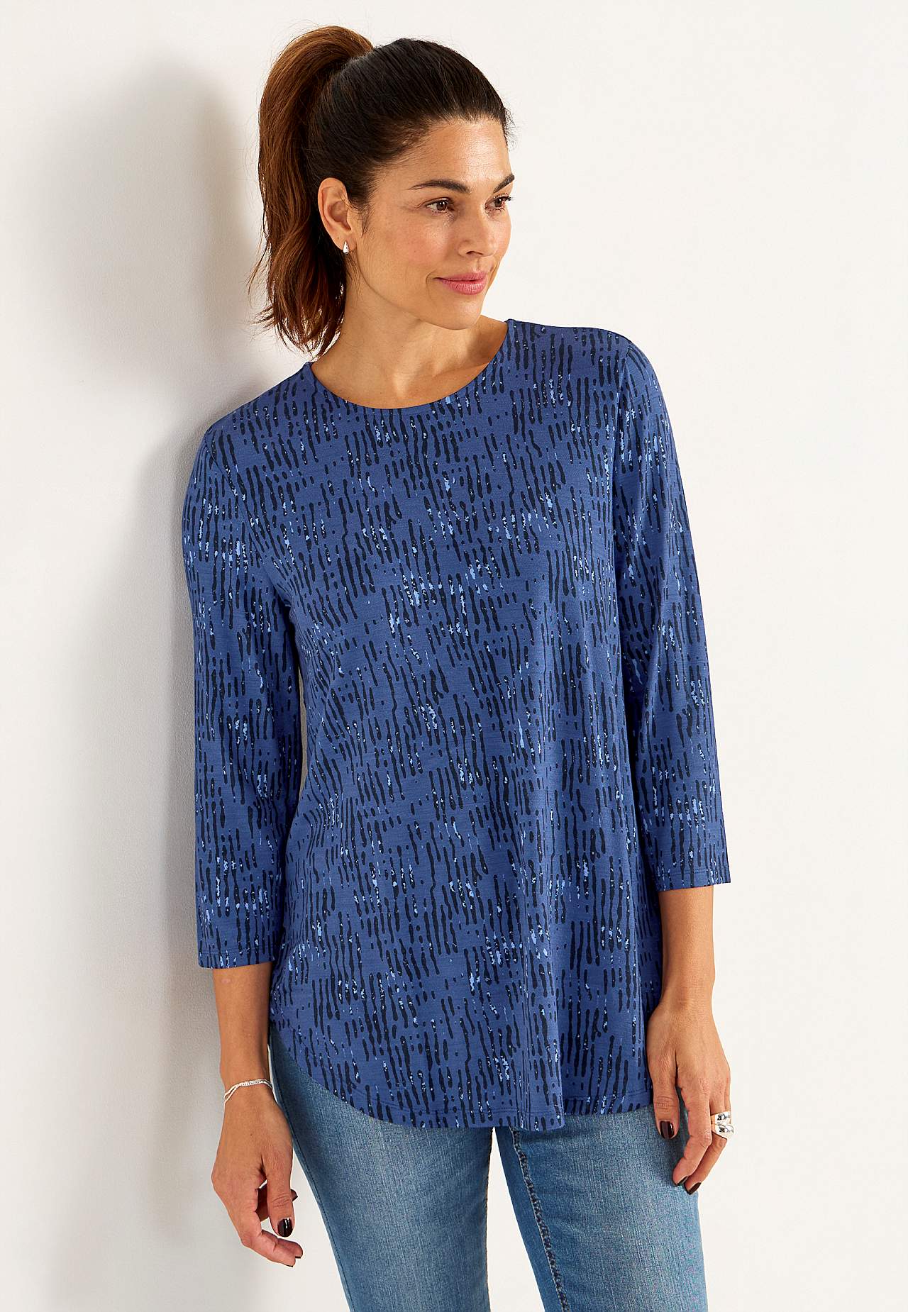 Jersey-topje met 3/4 mouw
