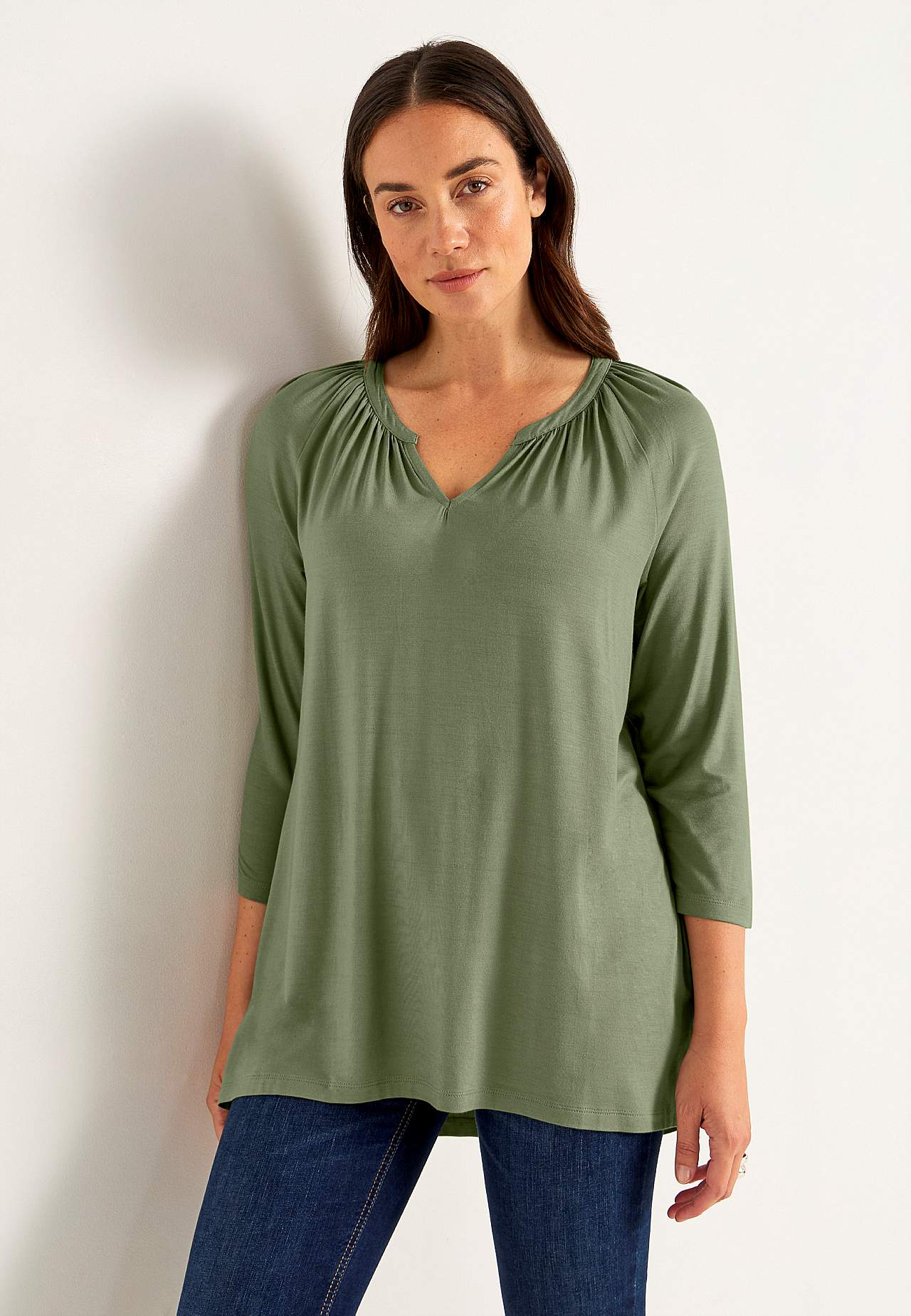 Jersey tuniek met een v-hals