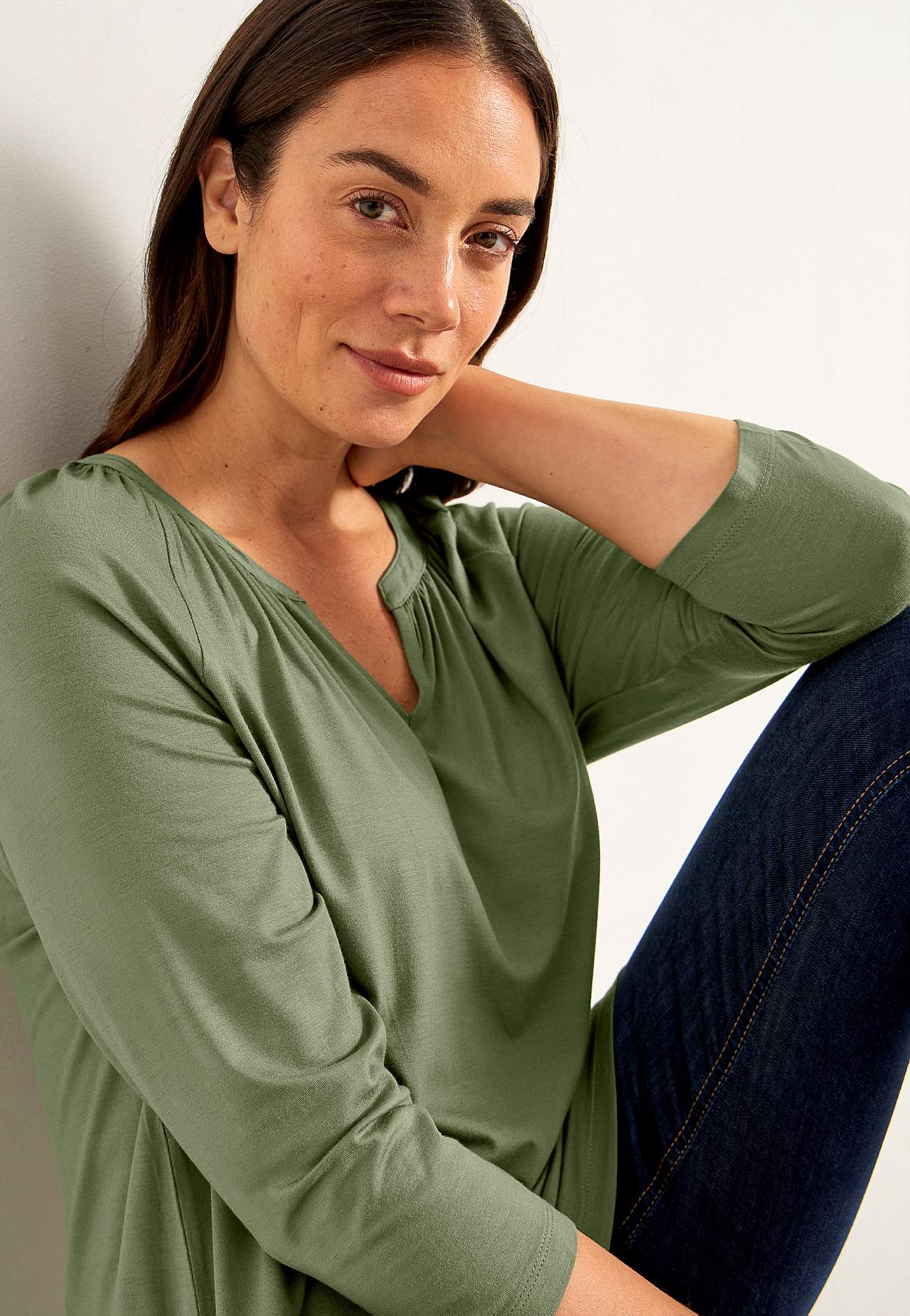 Jersey tuniek met een v-hals