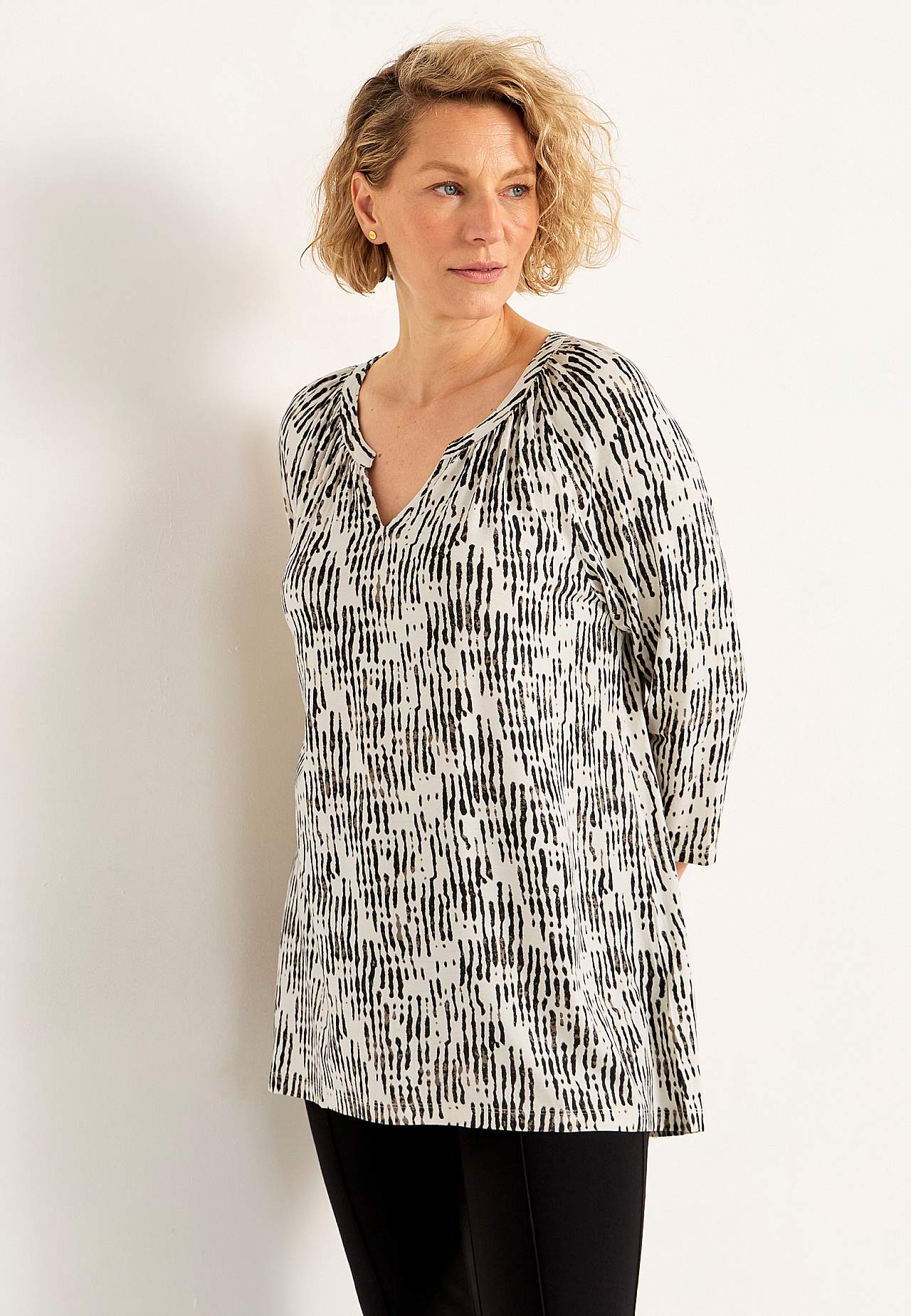 Jersey tuniek met een v-hals